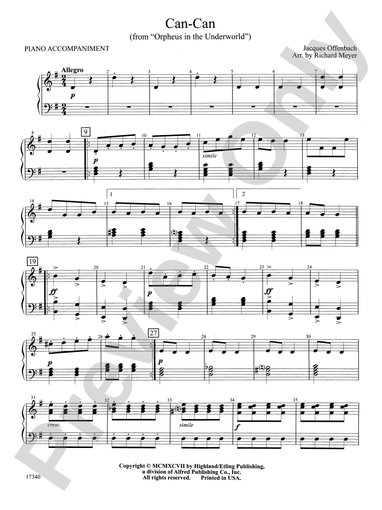 Can-Can: Piano Accompaniment