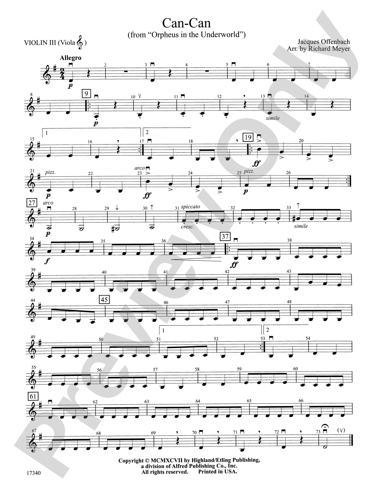 Can-Can: 3rd Violin (Viola [TC])