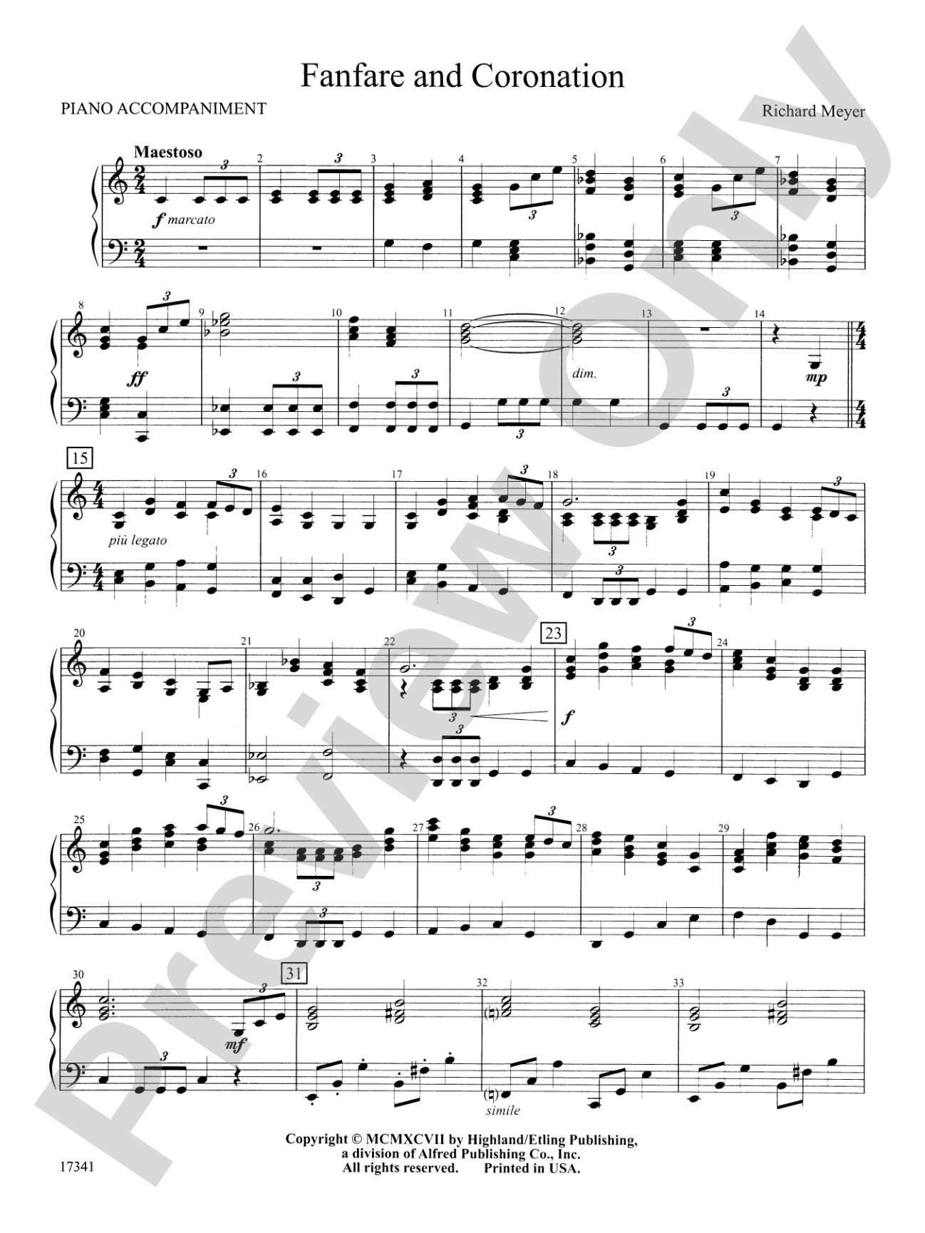 Fanfare and Coronation: Piano Accompaniment