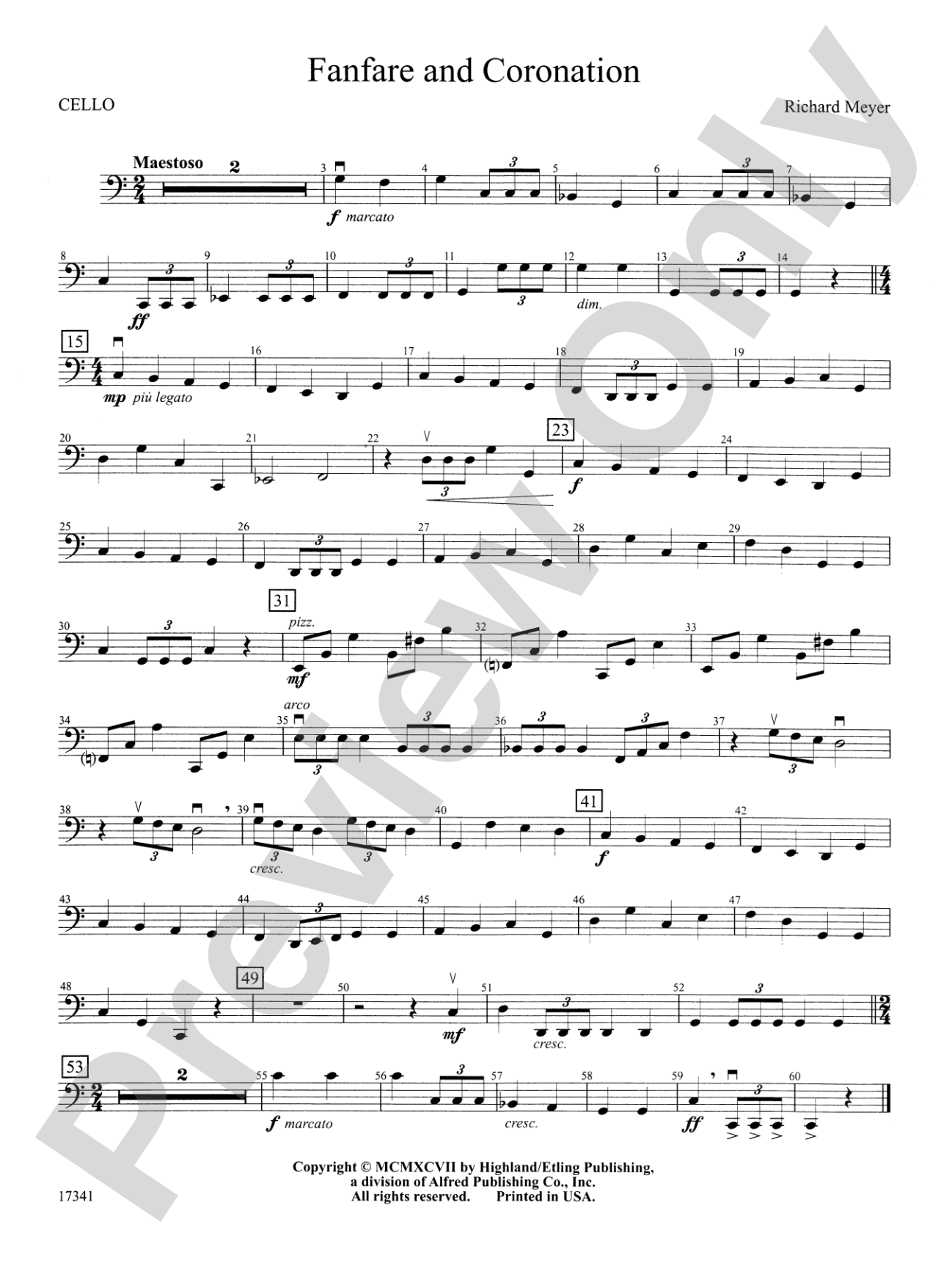 Fanfare and Coronation: Cello