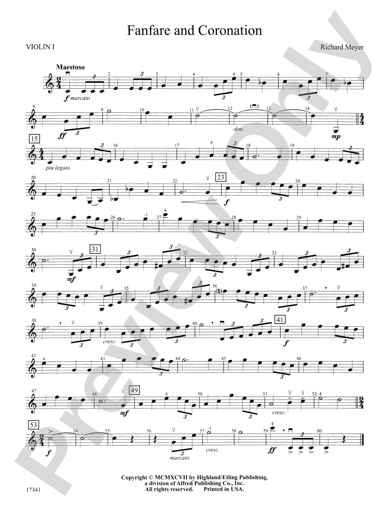 Fanfare and Coronation: 1st Violin
