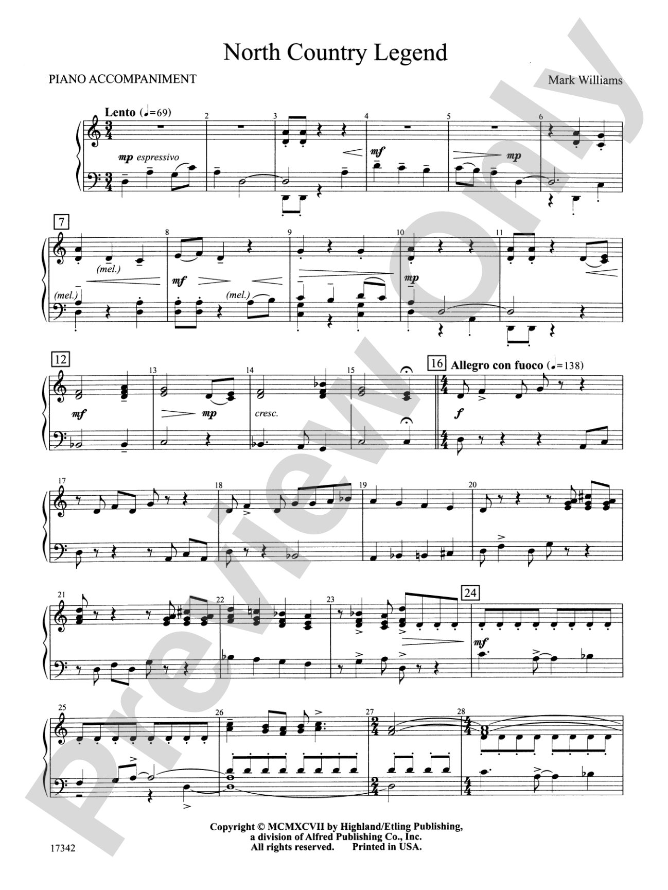 North Country Legend: Piano Accompaniment