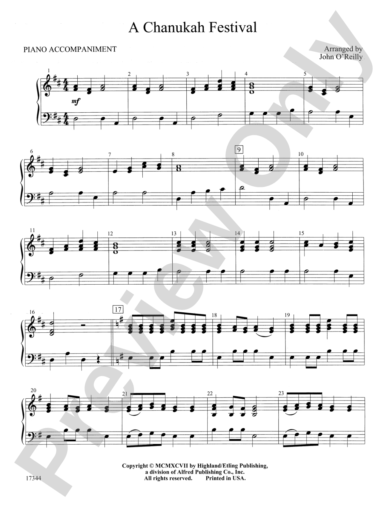 A Chanukah Festival: Piano Accompaniment