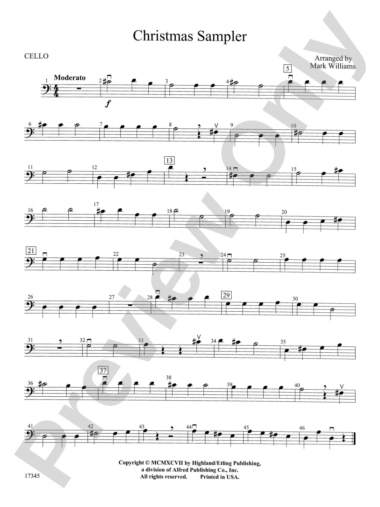 Christmas Sampler: Cello