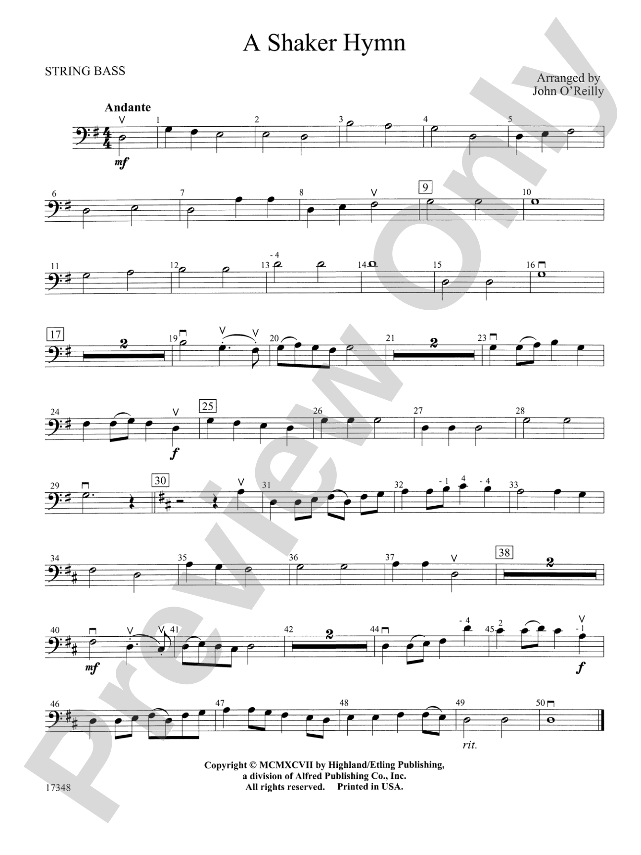 A Shaker Hymn: String Bass