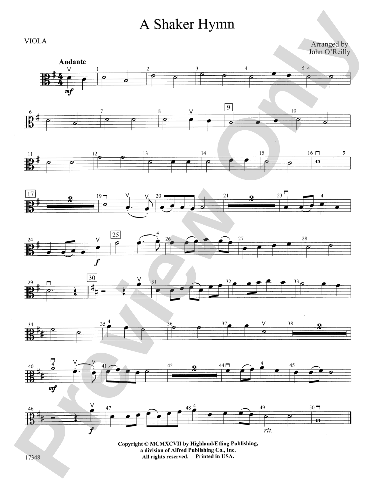 A Shaker Hymn: Viola