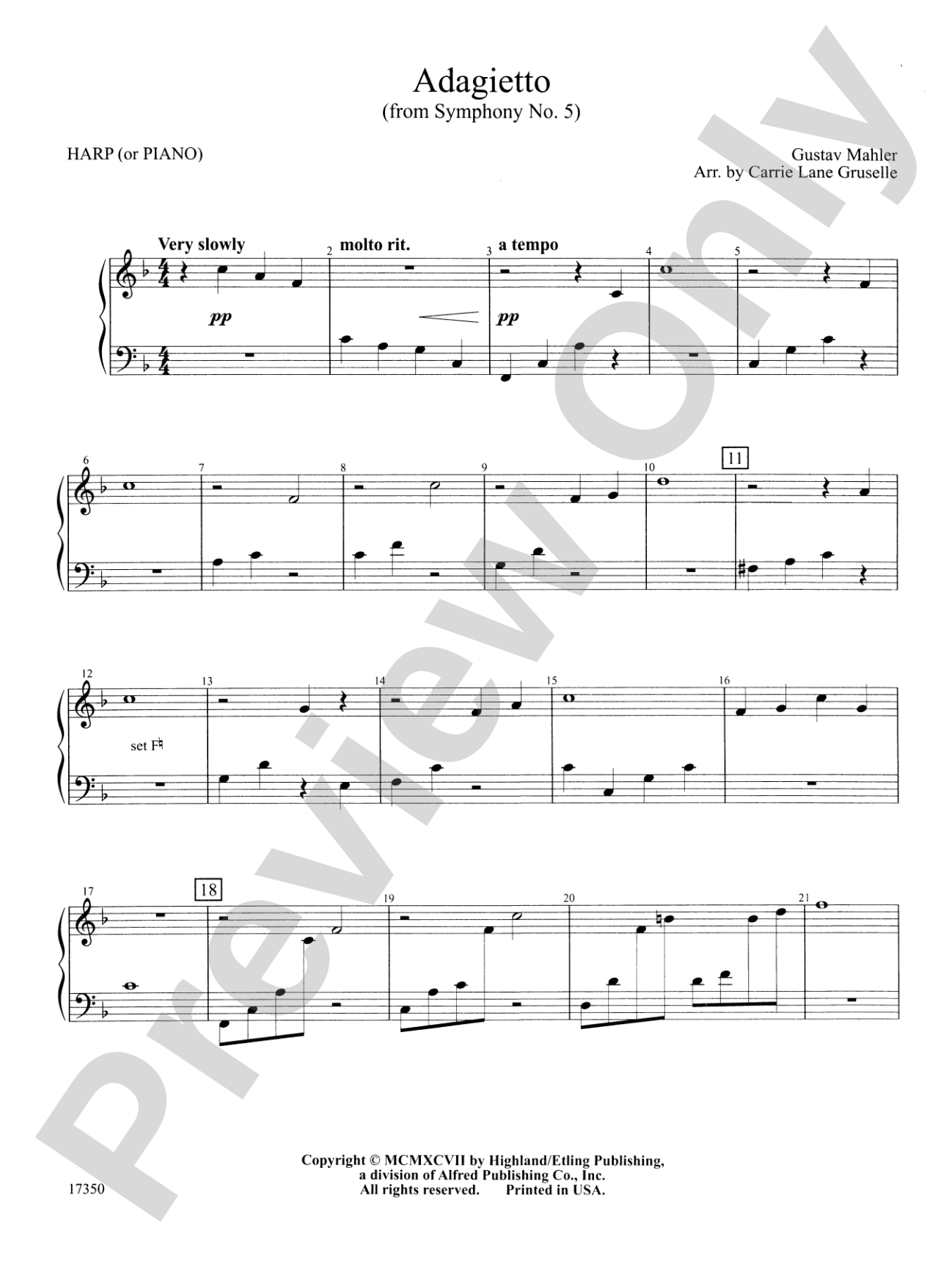 Adagietto from Symphony No. 5: Piano Accompaniment