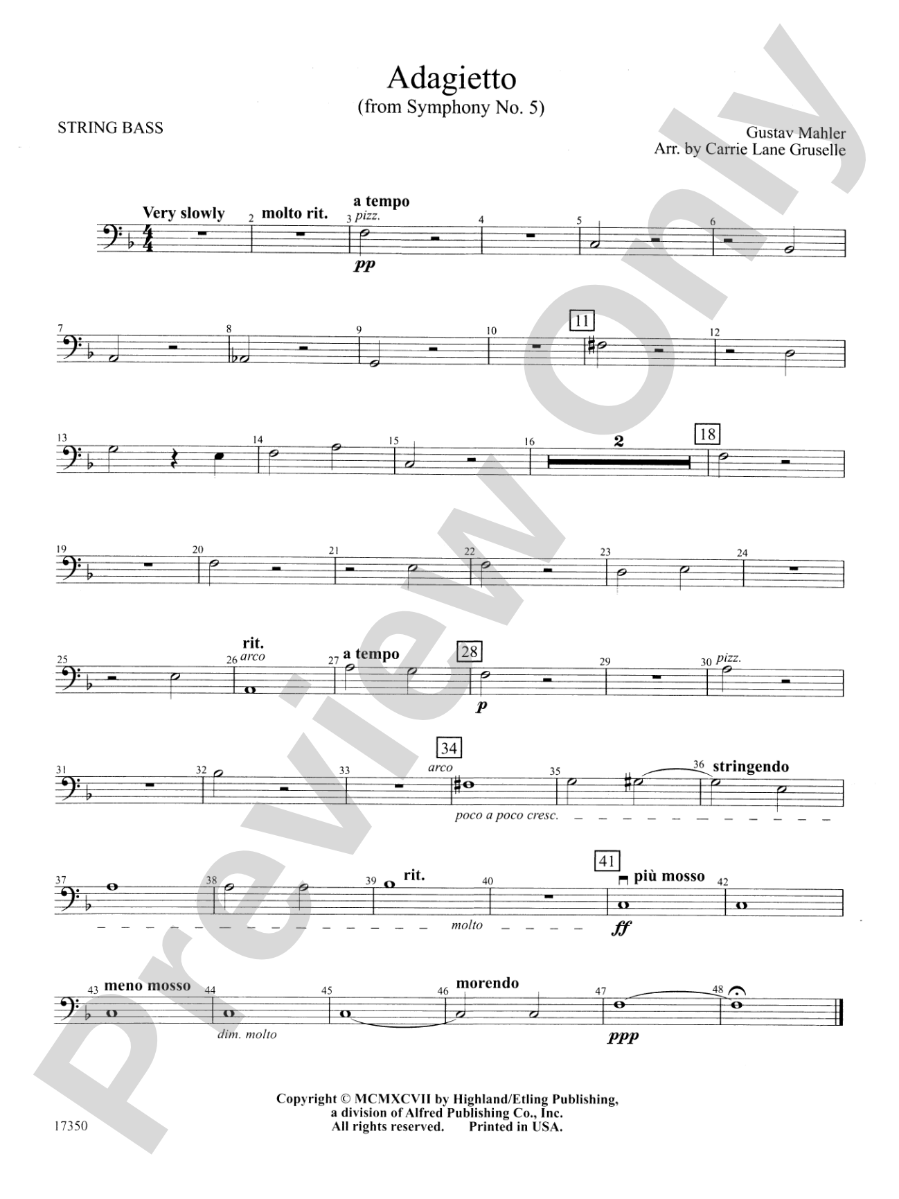 Adagietto from Symphony No. 5: String Bass