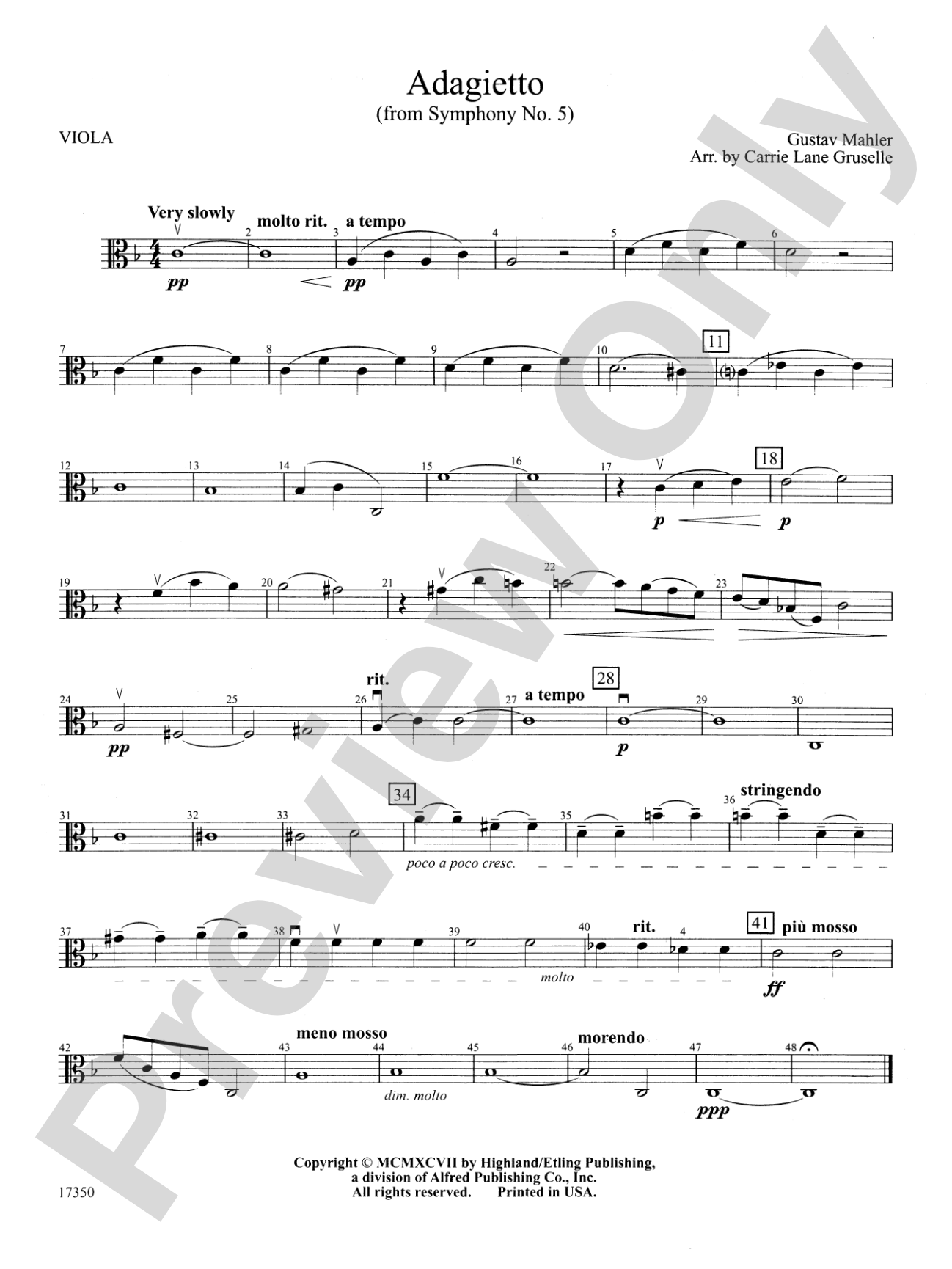Adagietto from Symphony No. 5: Viola