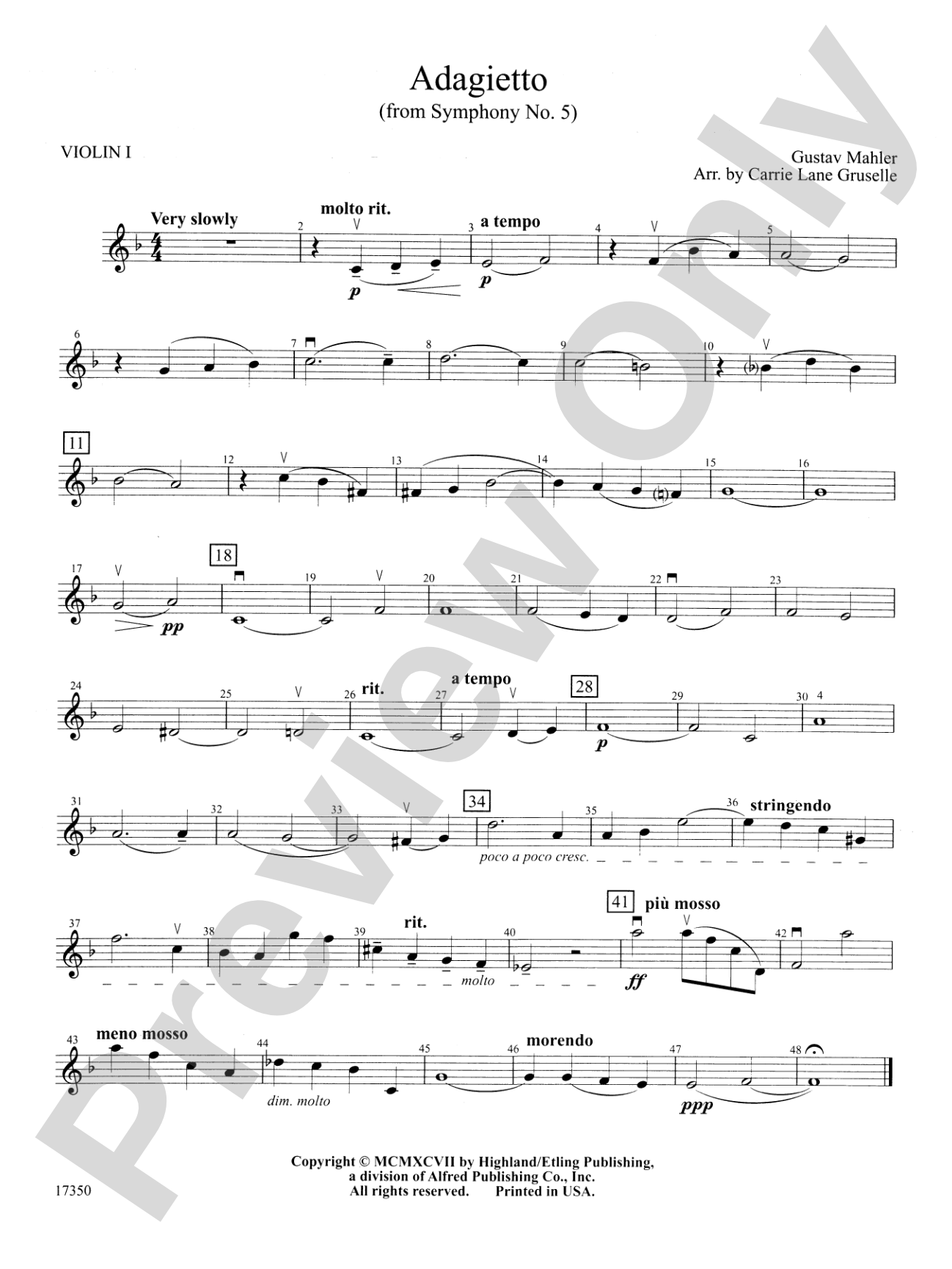 Adagietto from Symphony No. 5: 1st Violin