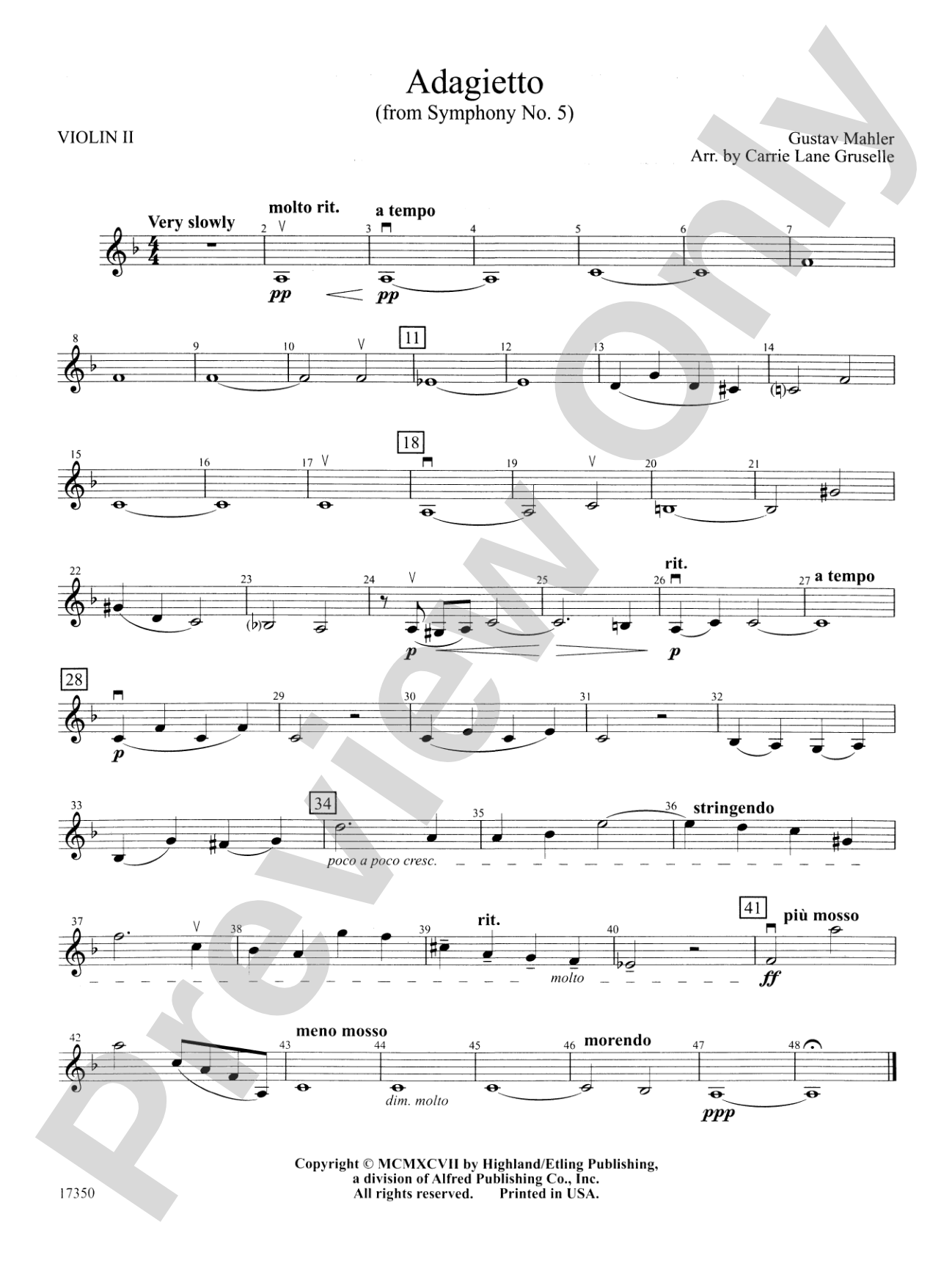 Adagietto from Symphony No. 5: 2nd Violin