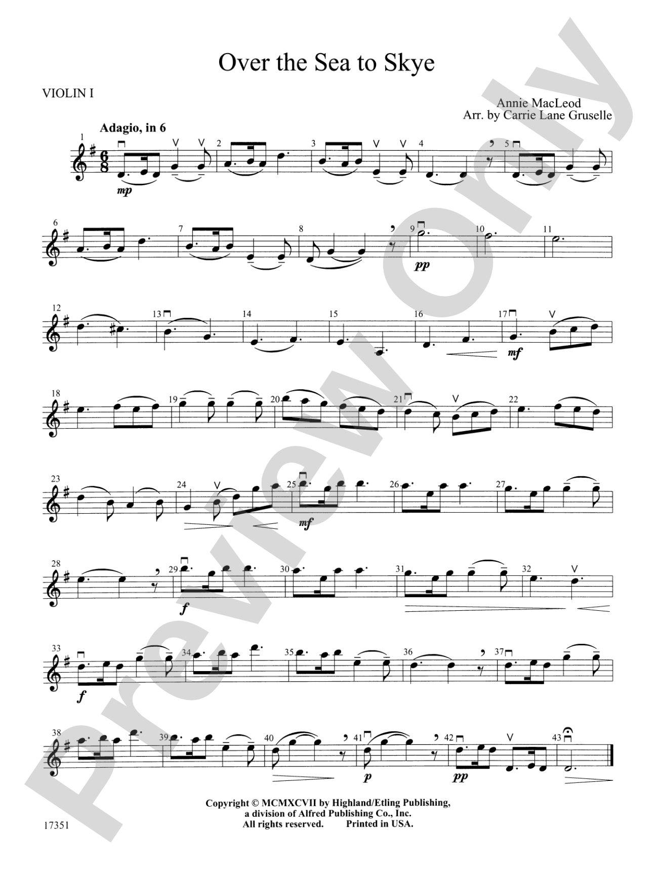 Over the Sea to Skye: 1st Violin