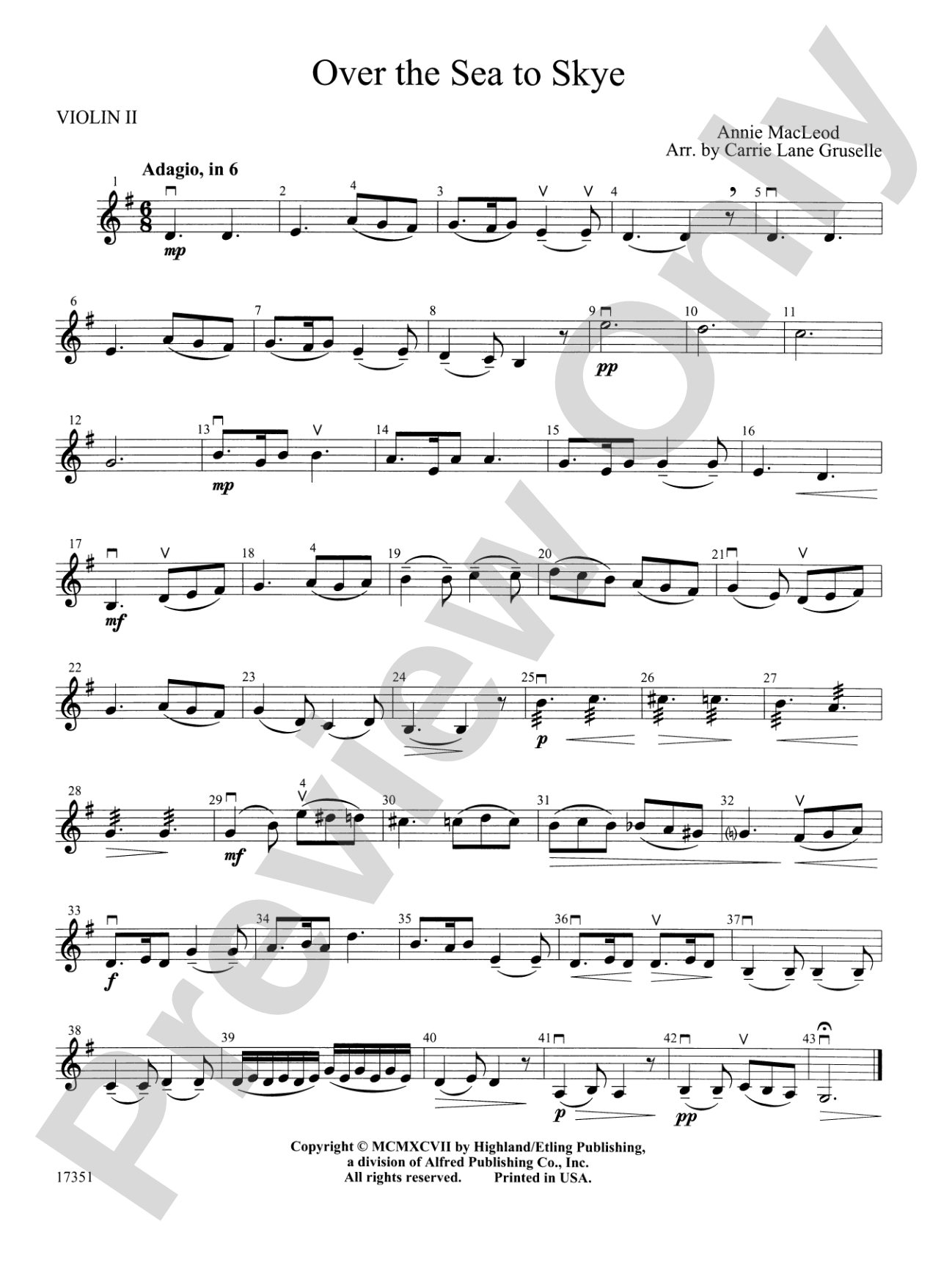 Over the Sea to Skye: 2nd Violin