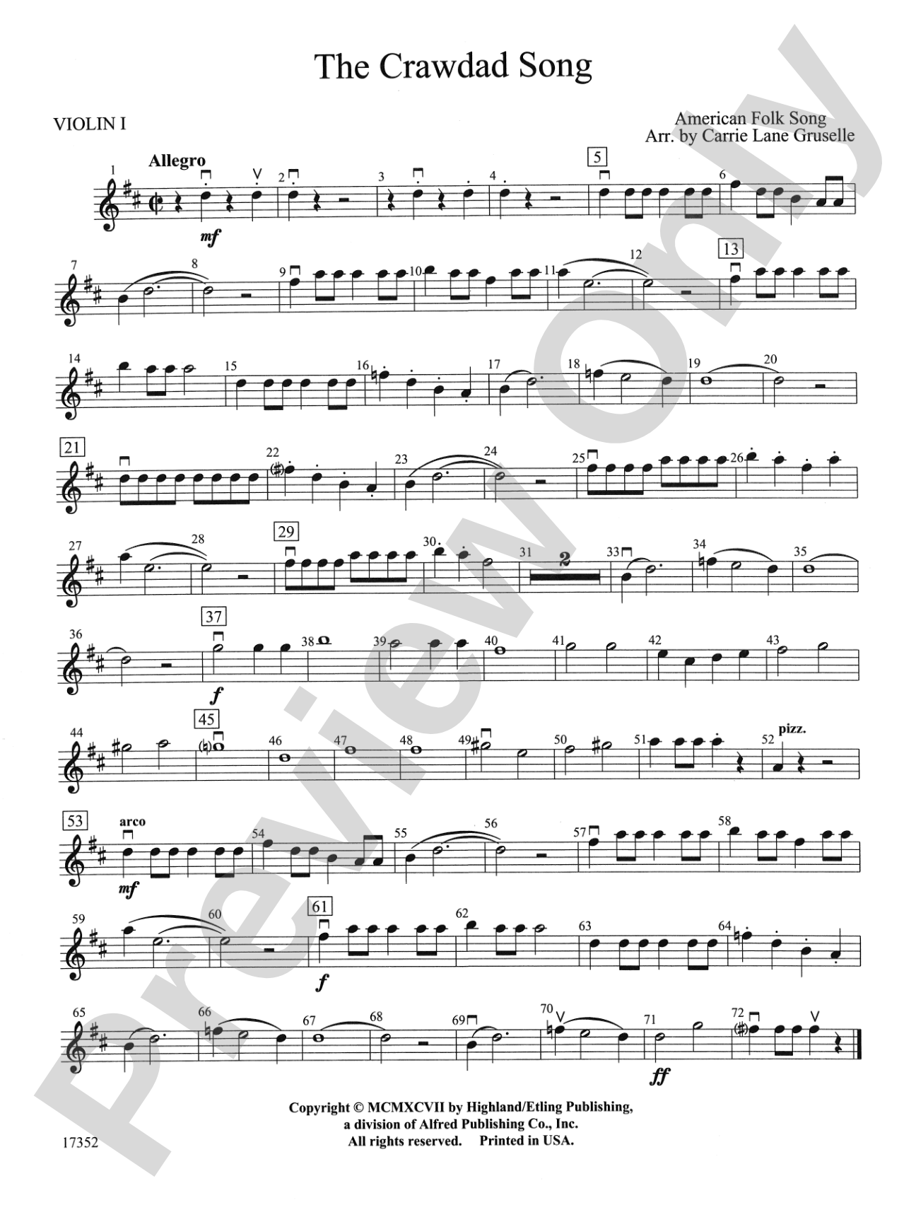 The Crawdad Song: 1st Violin