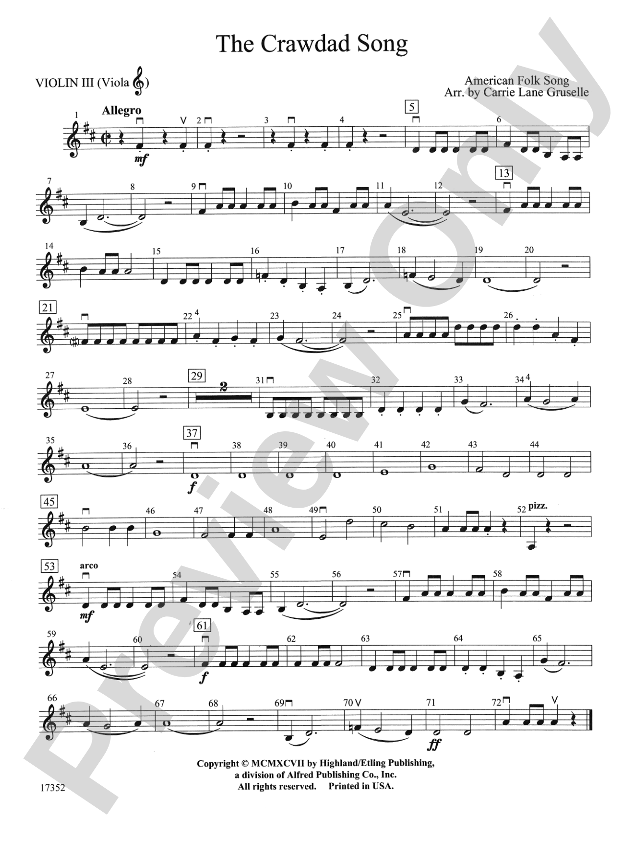 The Crawdad Song: 3rd Violin (Viola [TC])