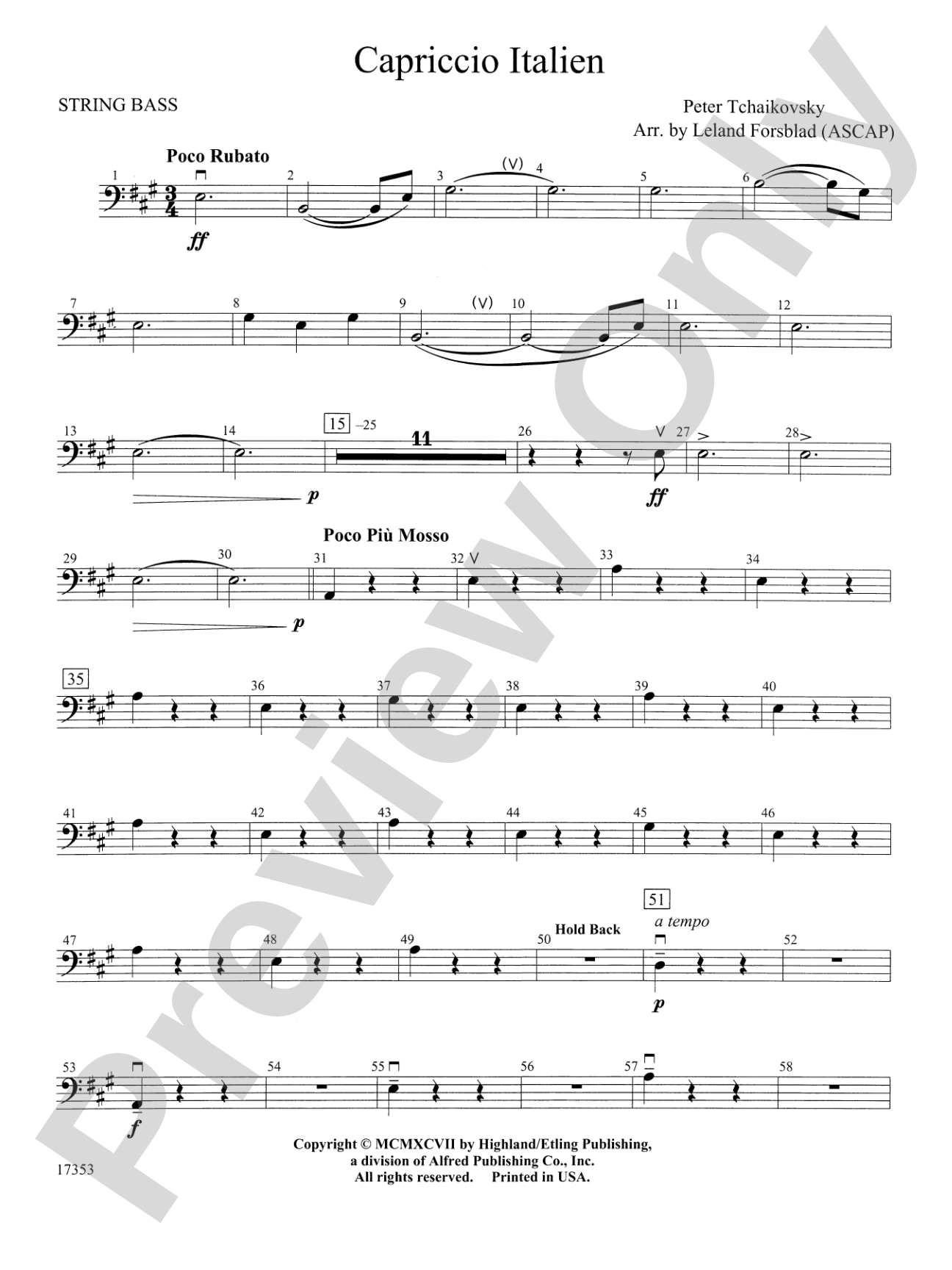 Capriccio Italien: String Bass