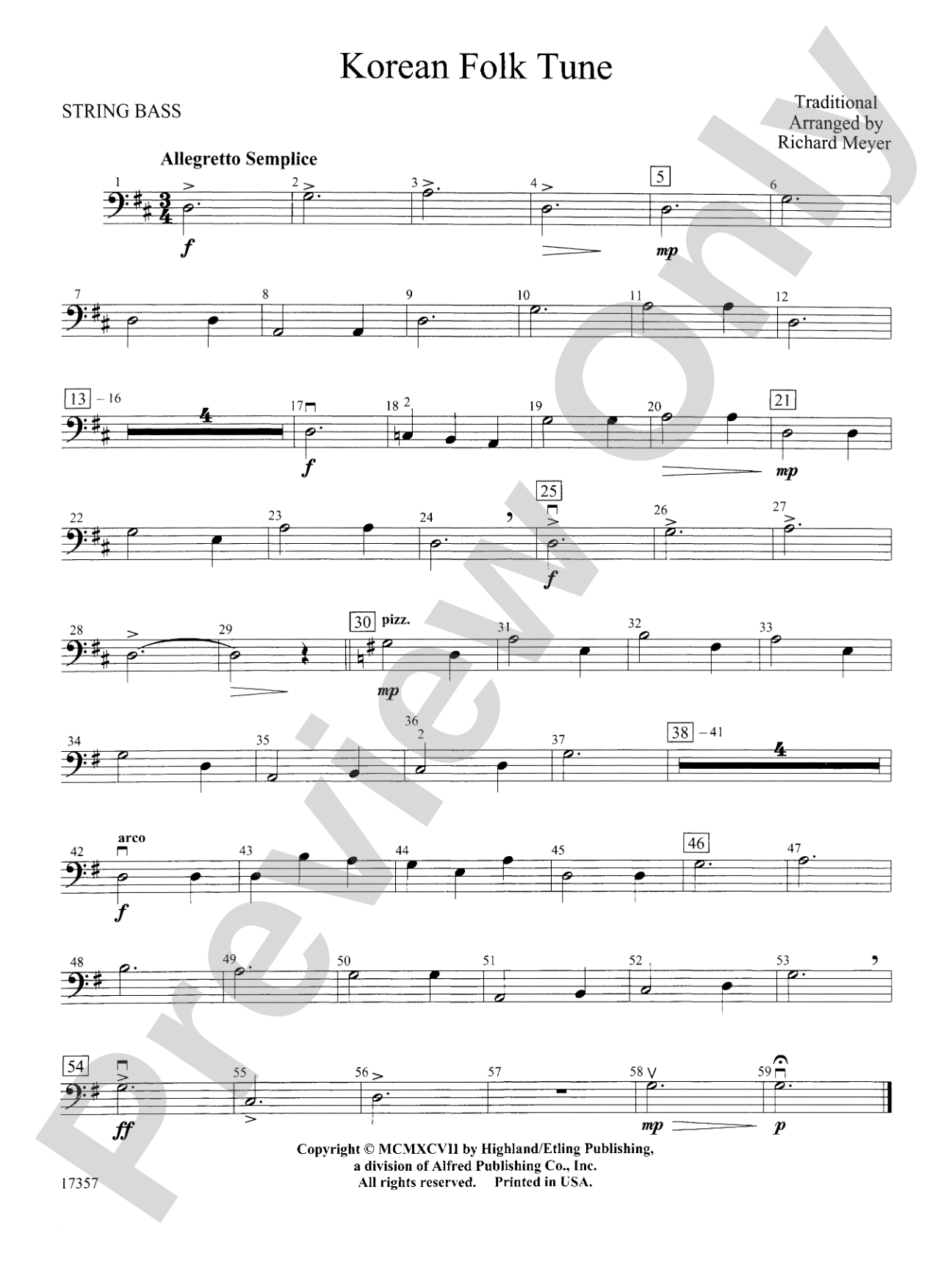 Korean Folk Tune: String Bass