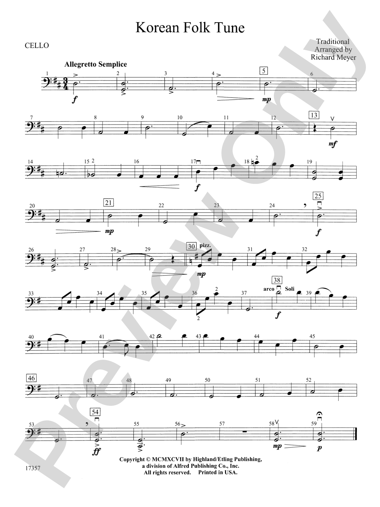 Korean Folk Tune: Cello