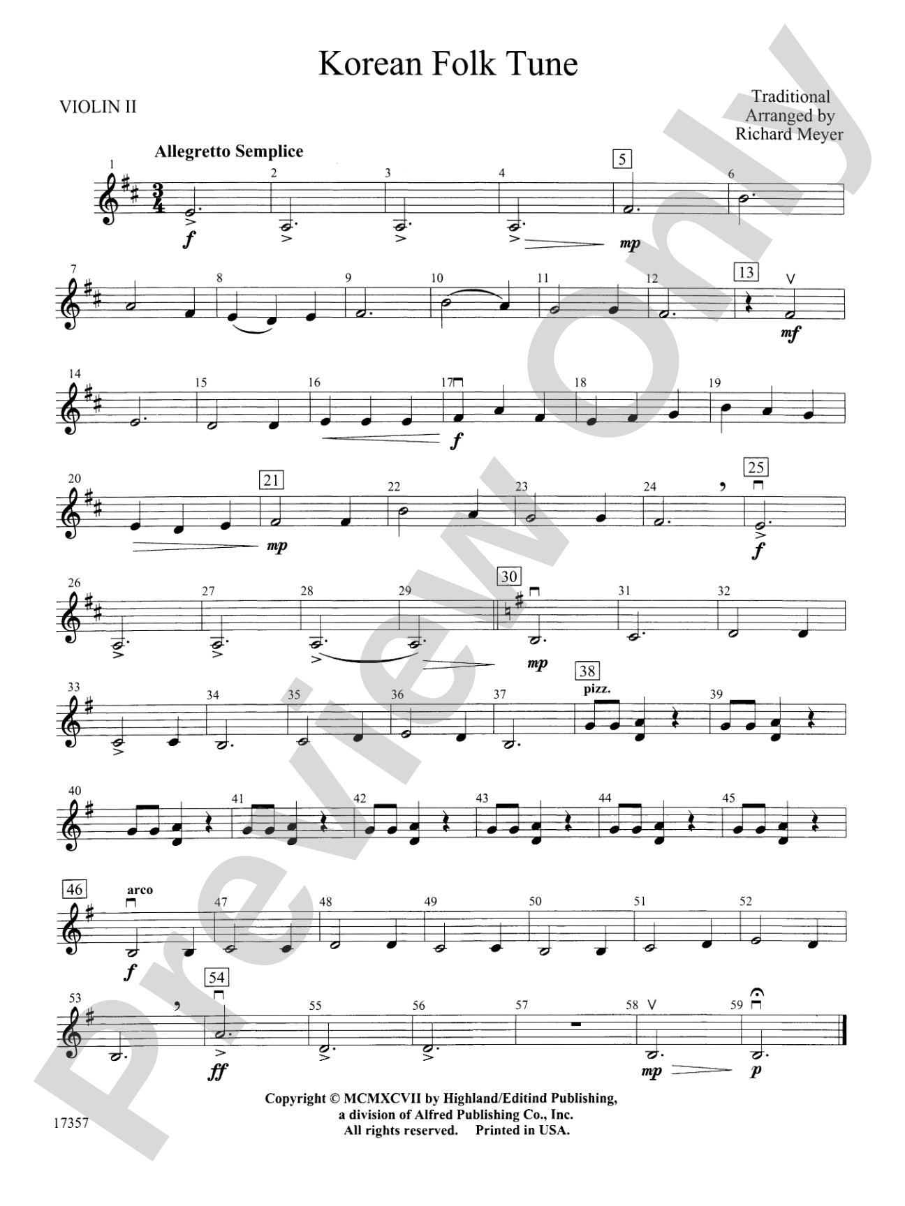 Korean Folk Tune: 2nd Violin