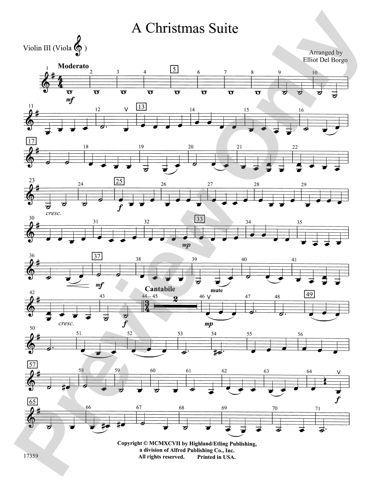 A Christmas Suite: 3rd Violin (Viola [TC])