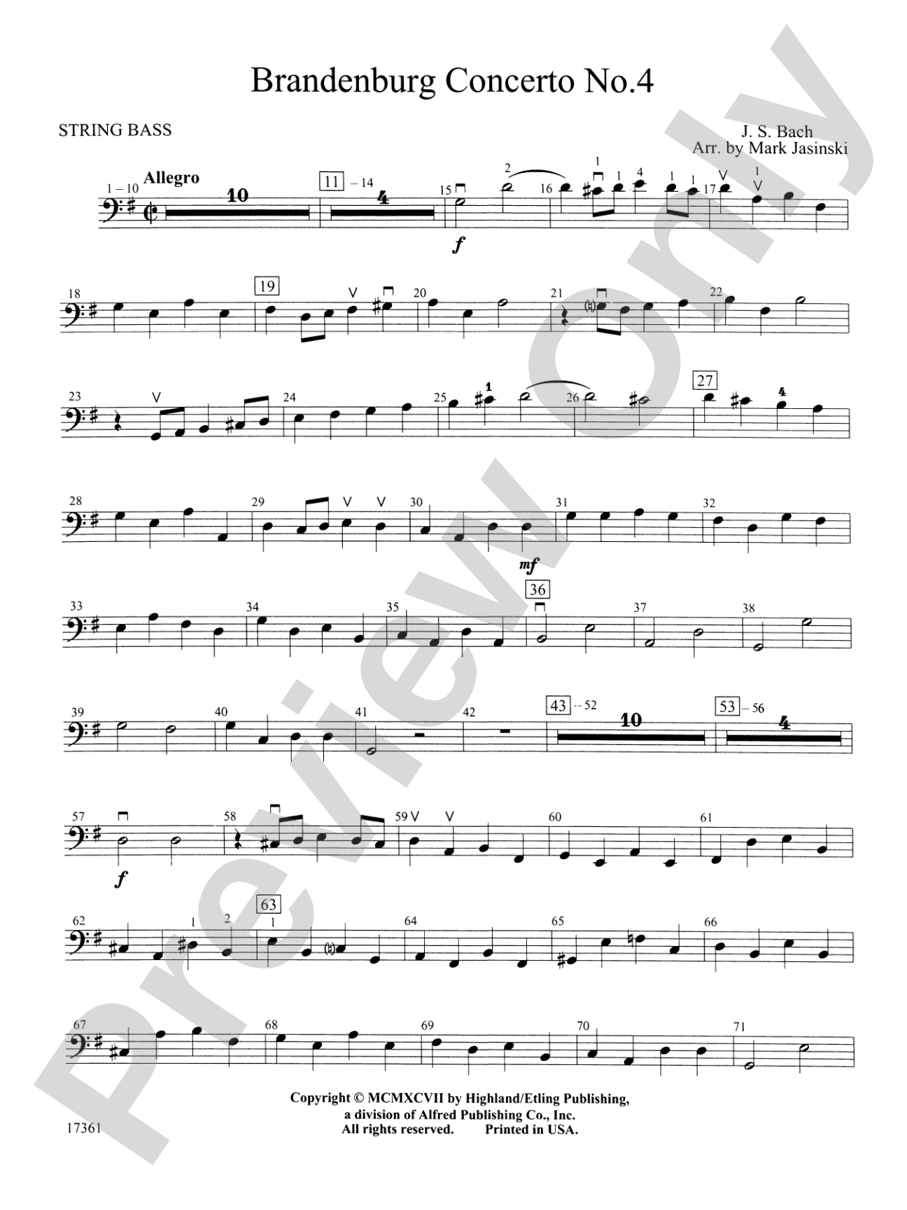 Brandenburg Concerto No. 4 (3rd Movement): String Bass