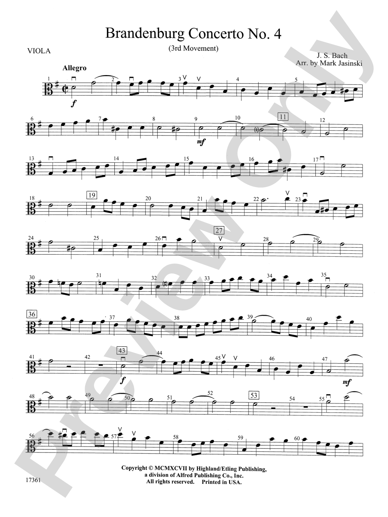 Brandenburg Concerto No. 4 (3rd Movement): Viola