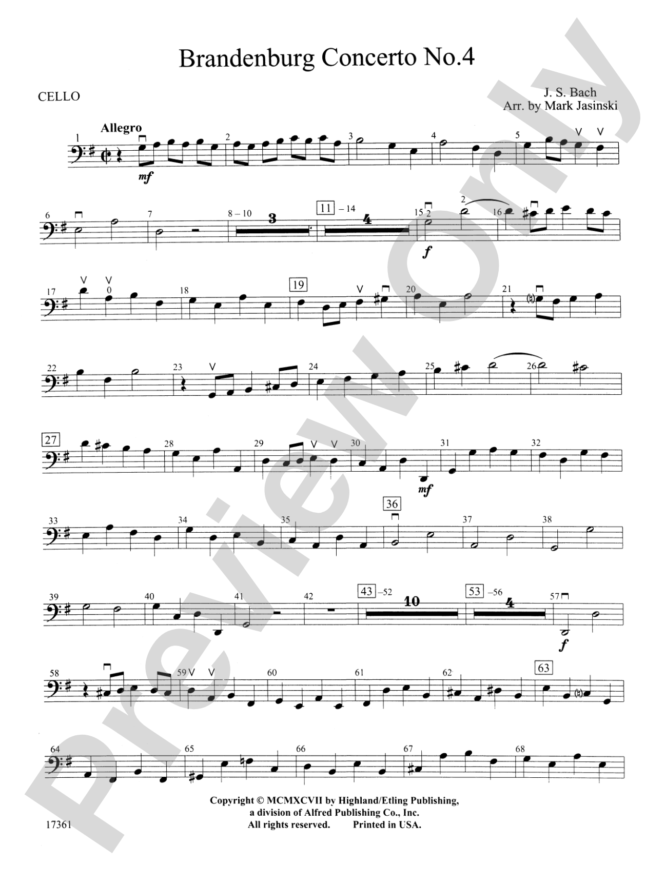 Brandenburg Concerto No. 4 (3rd Movement): Cello