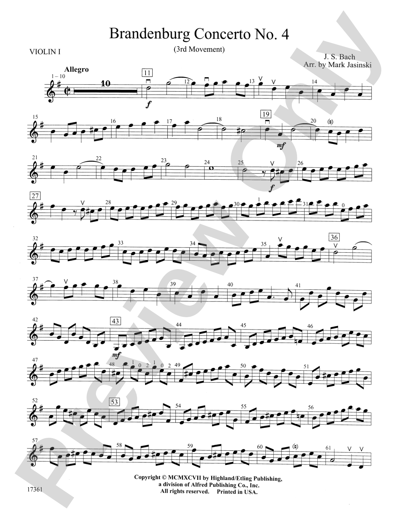 Brandenburg Concerto No. 4 (3rd Movement): 1st Violin