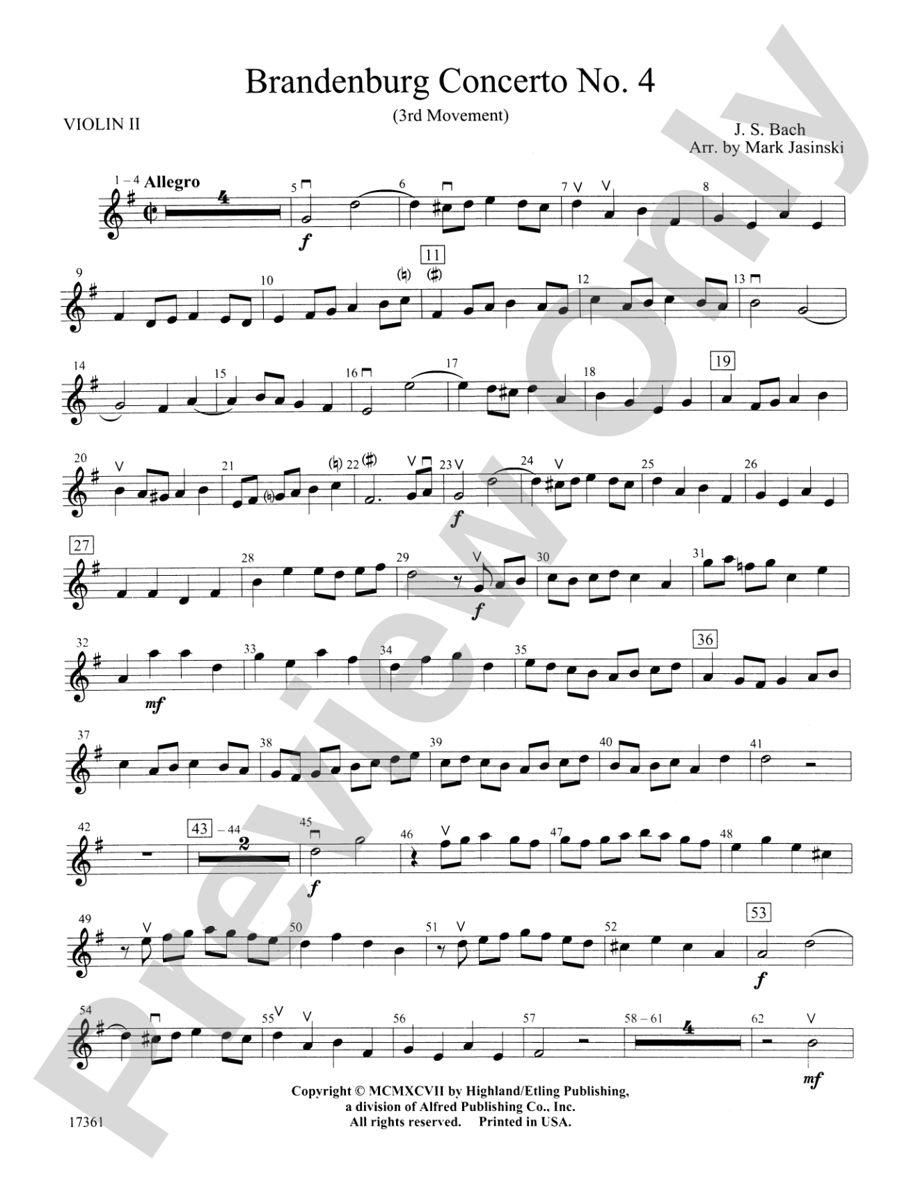 Brandenburg Concerto No. 4 (3rd Movement): 2nd Violin