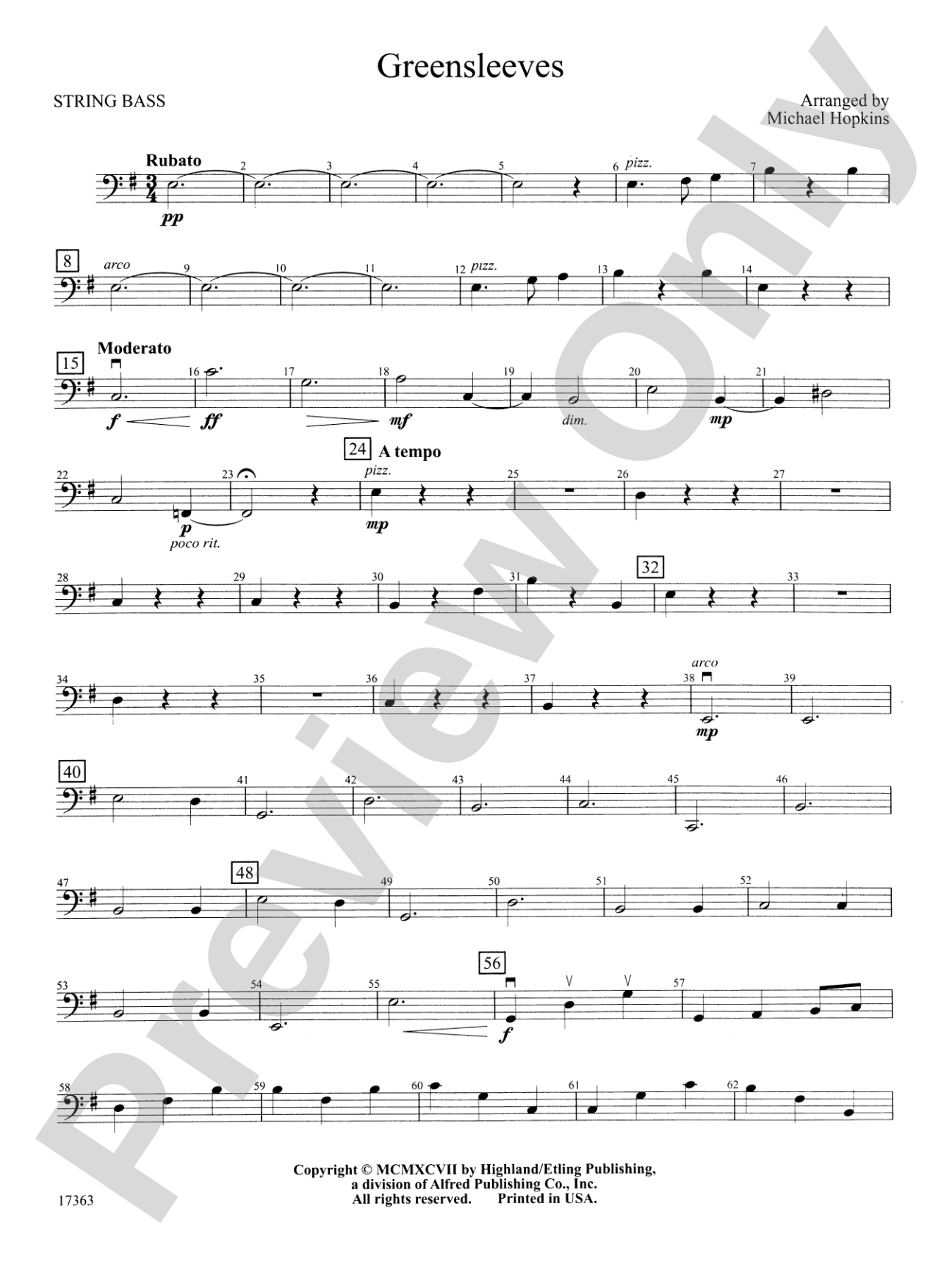 Greensleeves: String Bass
