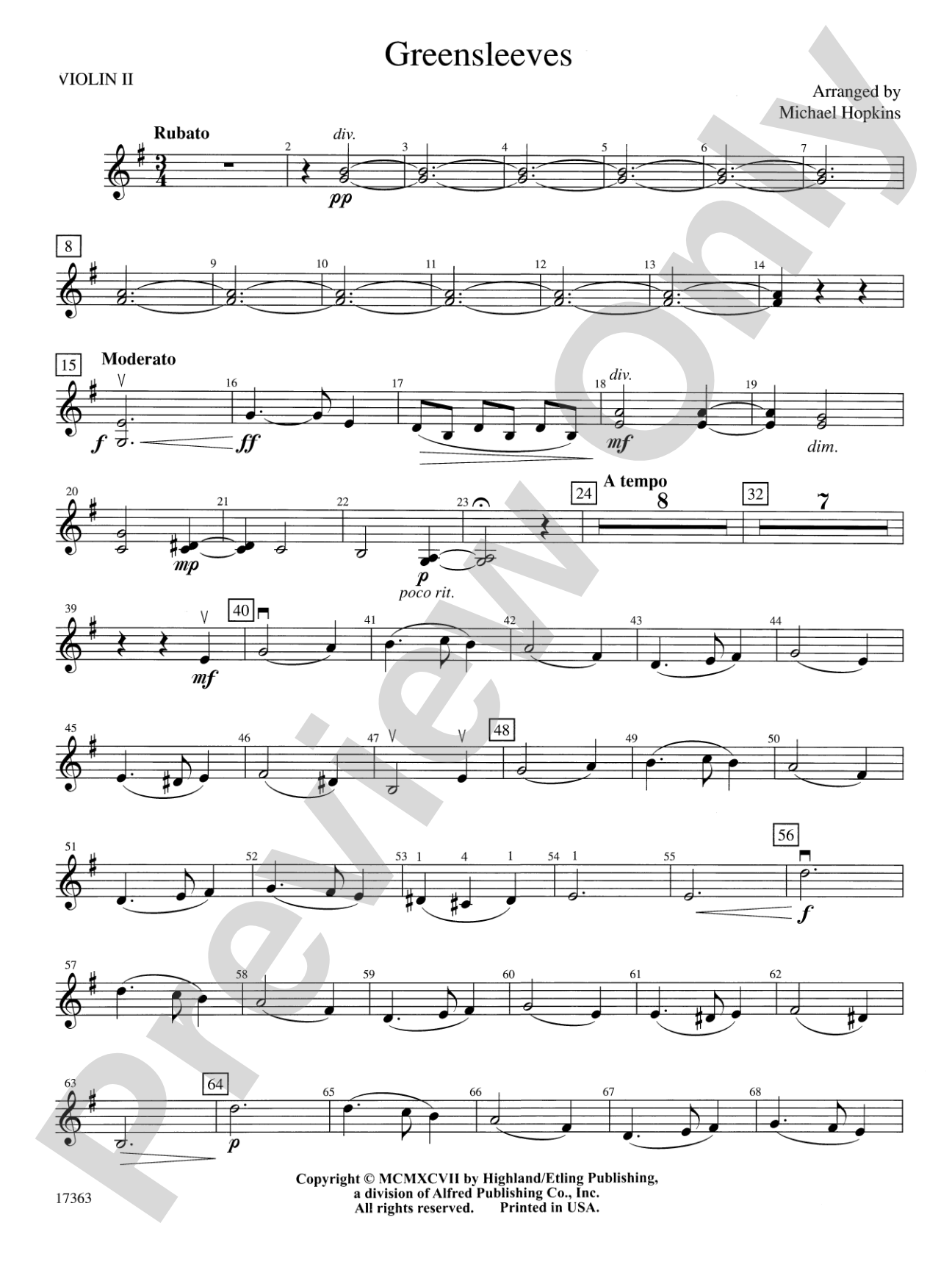 Greensleeves: 2nd Violin