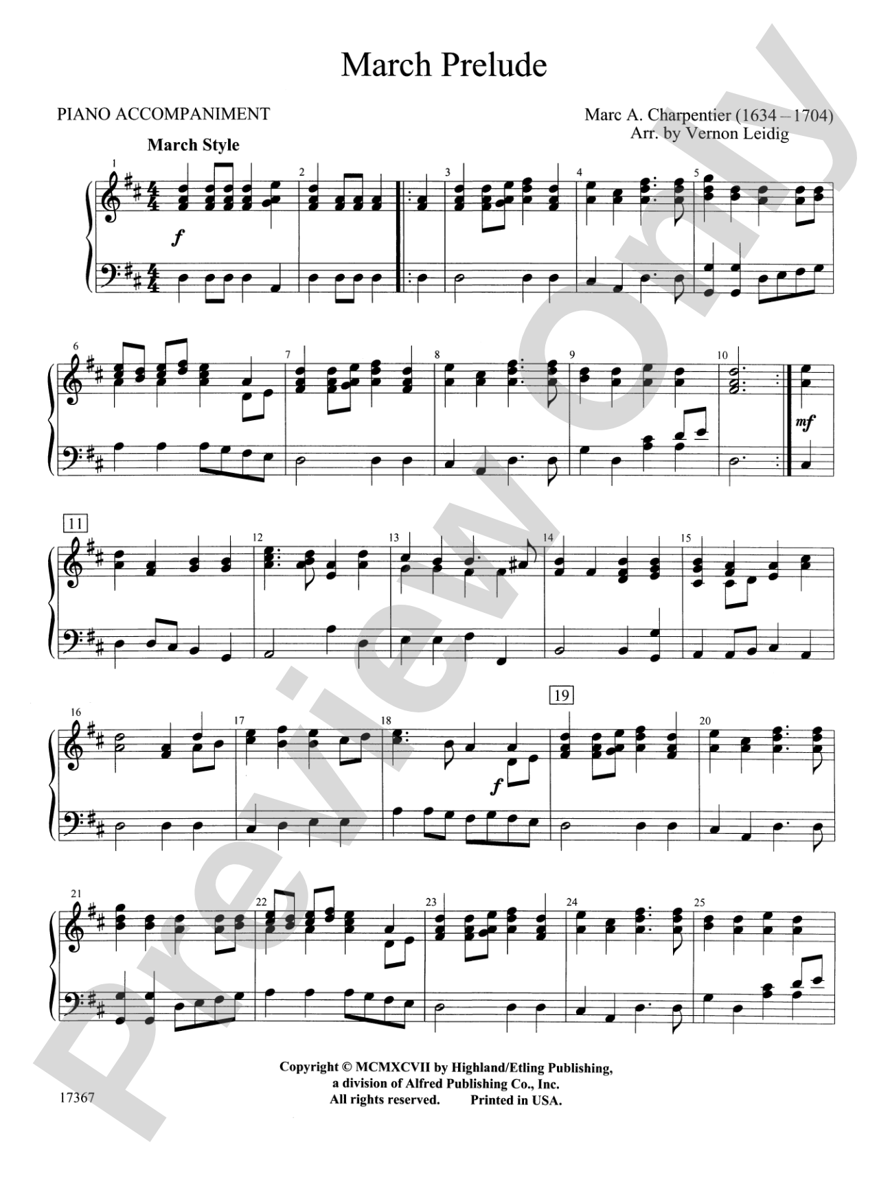March Prelude: Piano Accompaniment