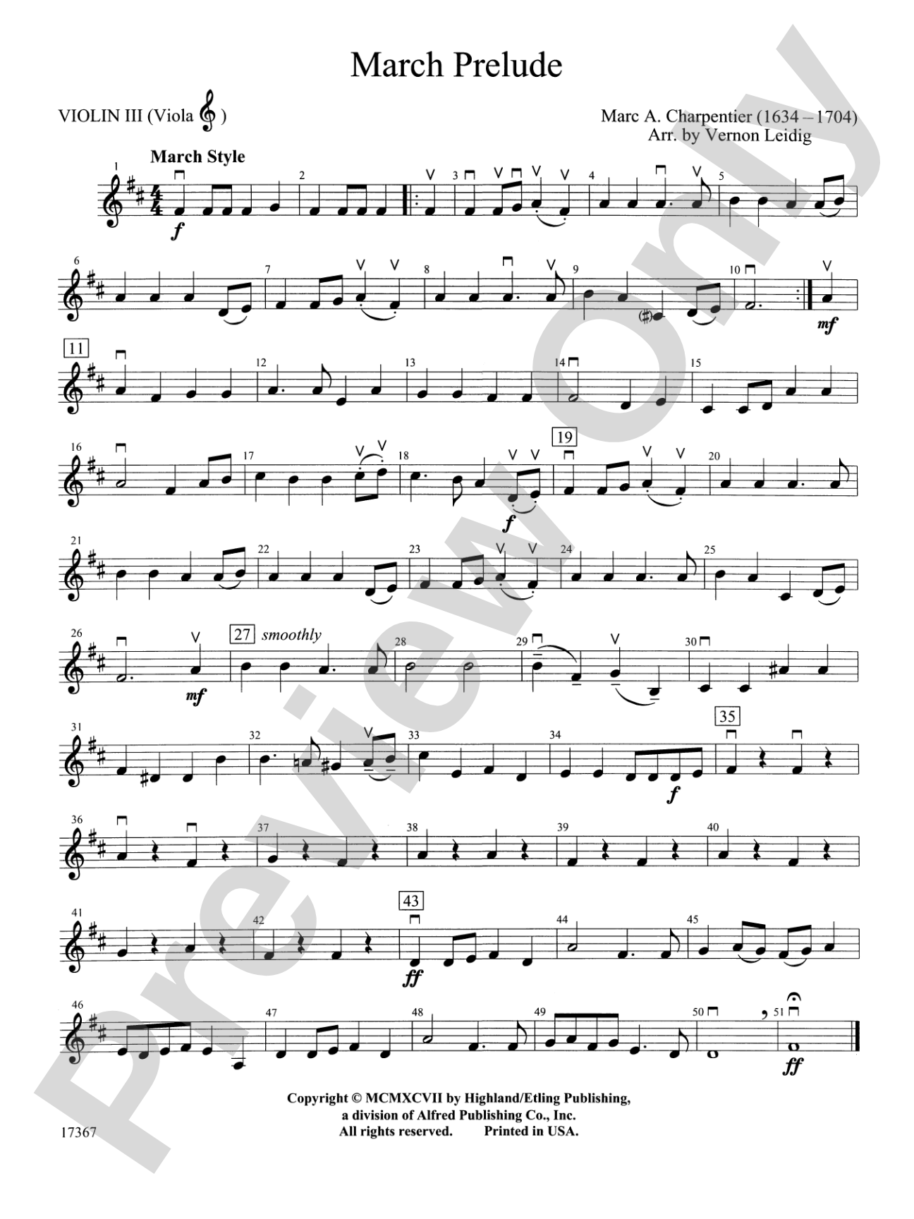 March Prelude: 3rd Violin (Viola [TC])