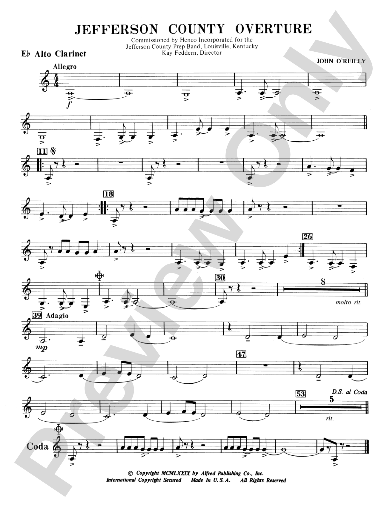 Jefferson County Overture: E-flat Alto Clarinet