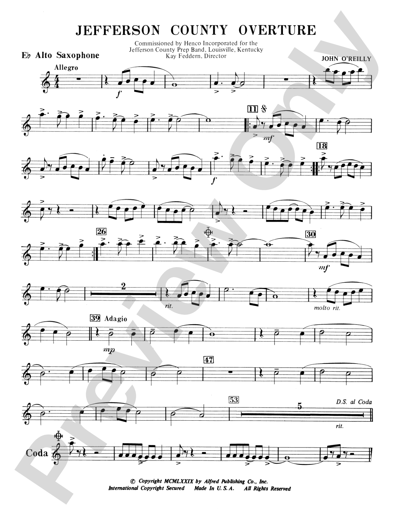 Jefferson County Overture: E-flat Alto Saxophone