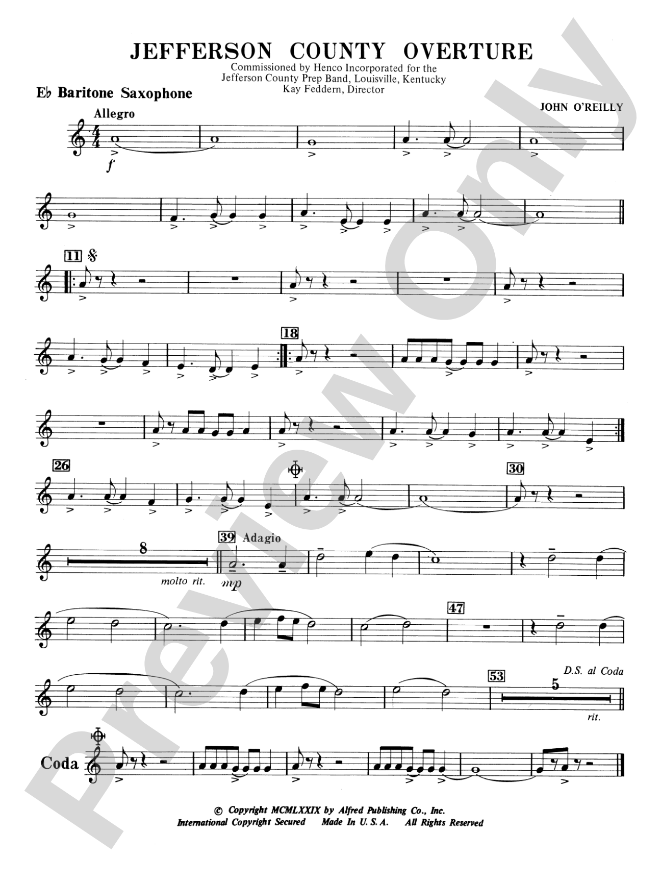 Jefferson County Overture: E-flat Baritone Saxophone
