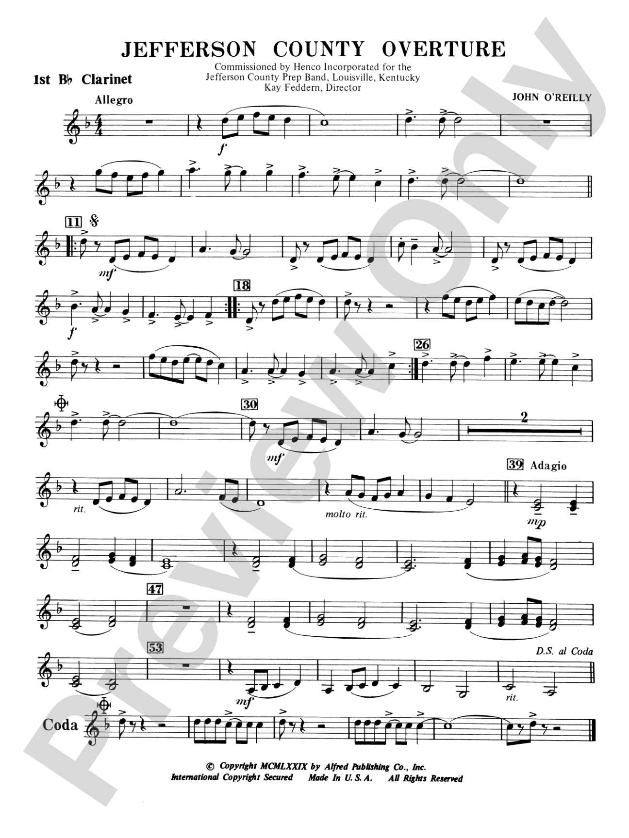 Jefferson County Overture: 1st B-flat Clarinet