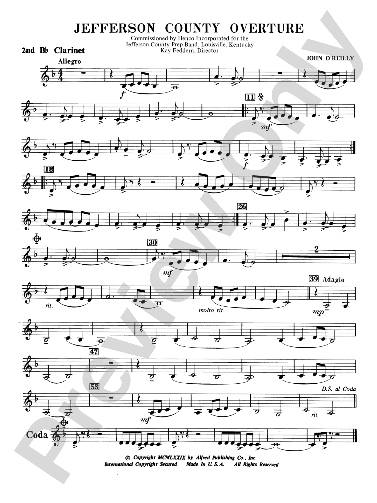Jefferson County Overture: 2nd B-flat Clarinet