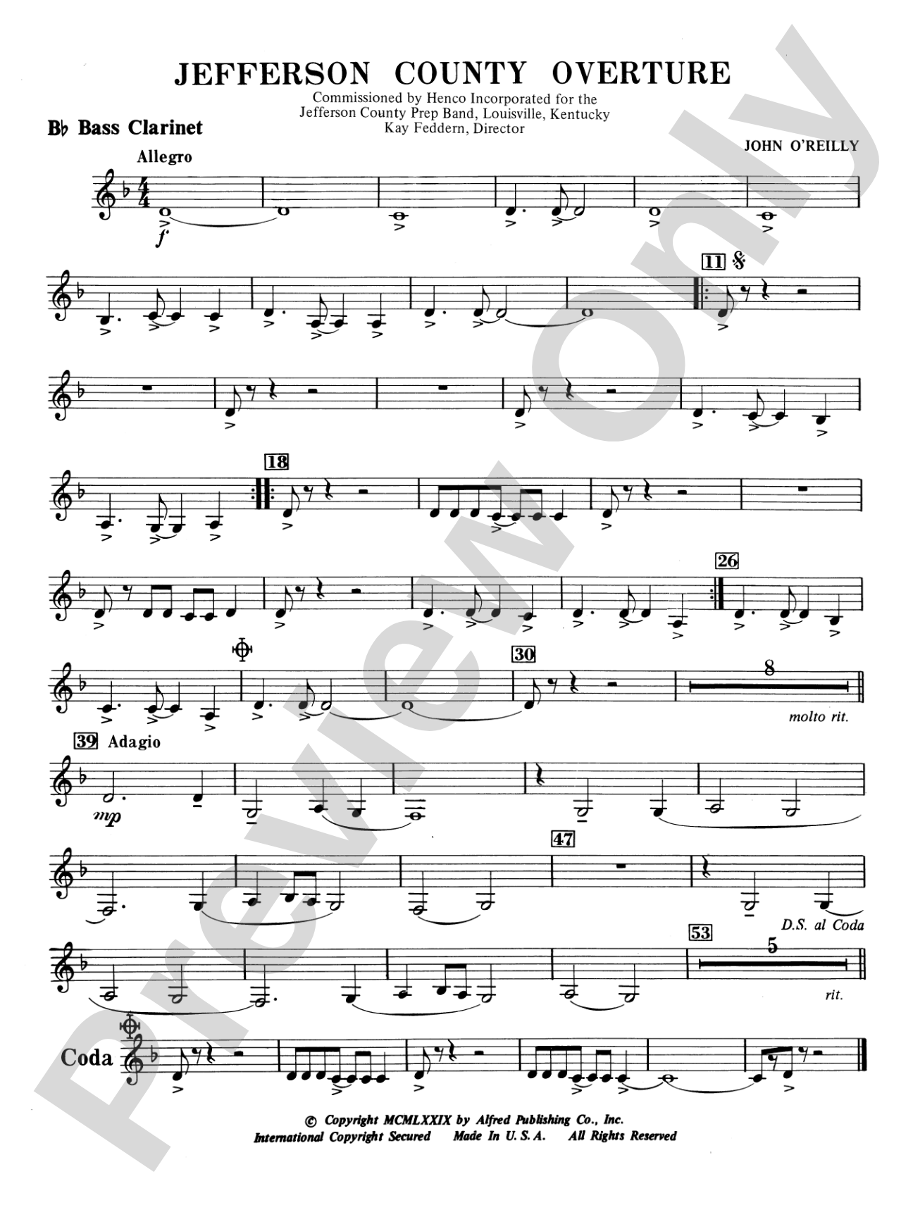 Jefferson County Overture: B-flat Bass Clarinet