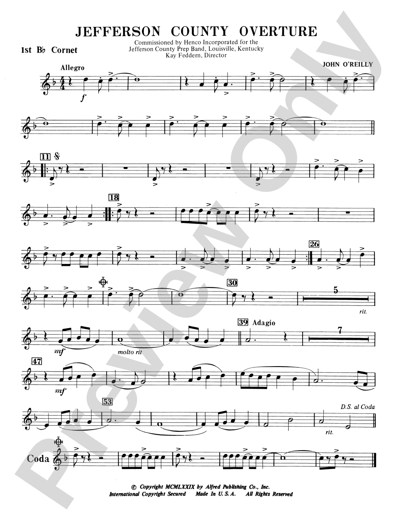 Jefferson County Overture: 1st B-flat Cornet