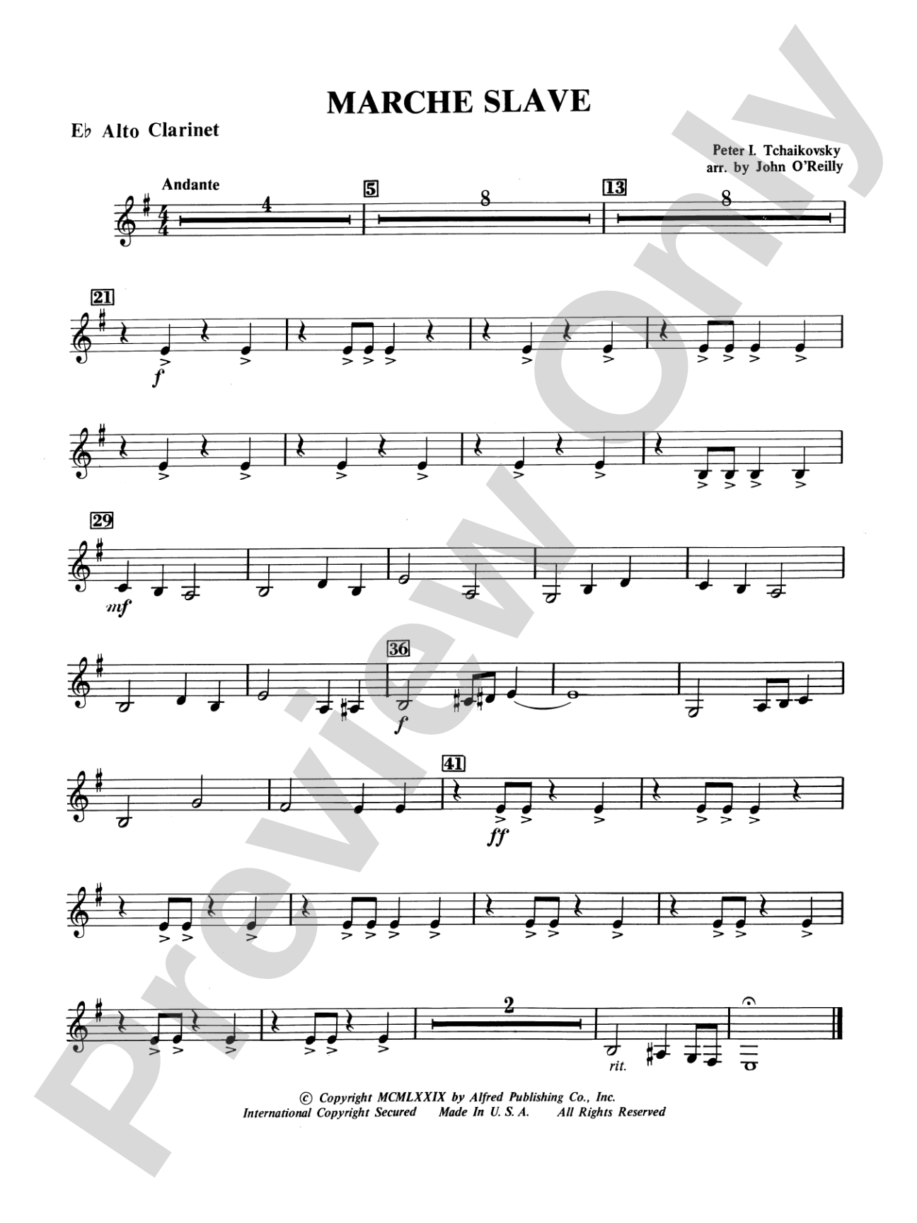 Marche Slave: E-flat Alto Clarinet
