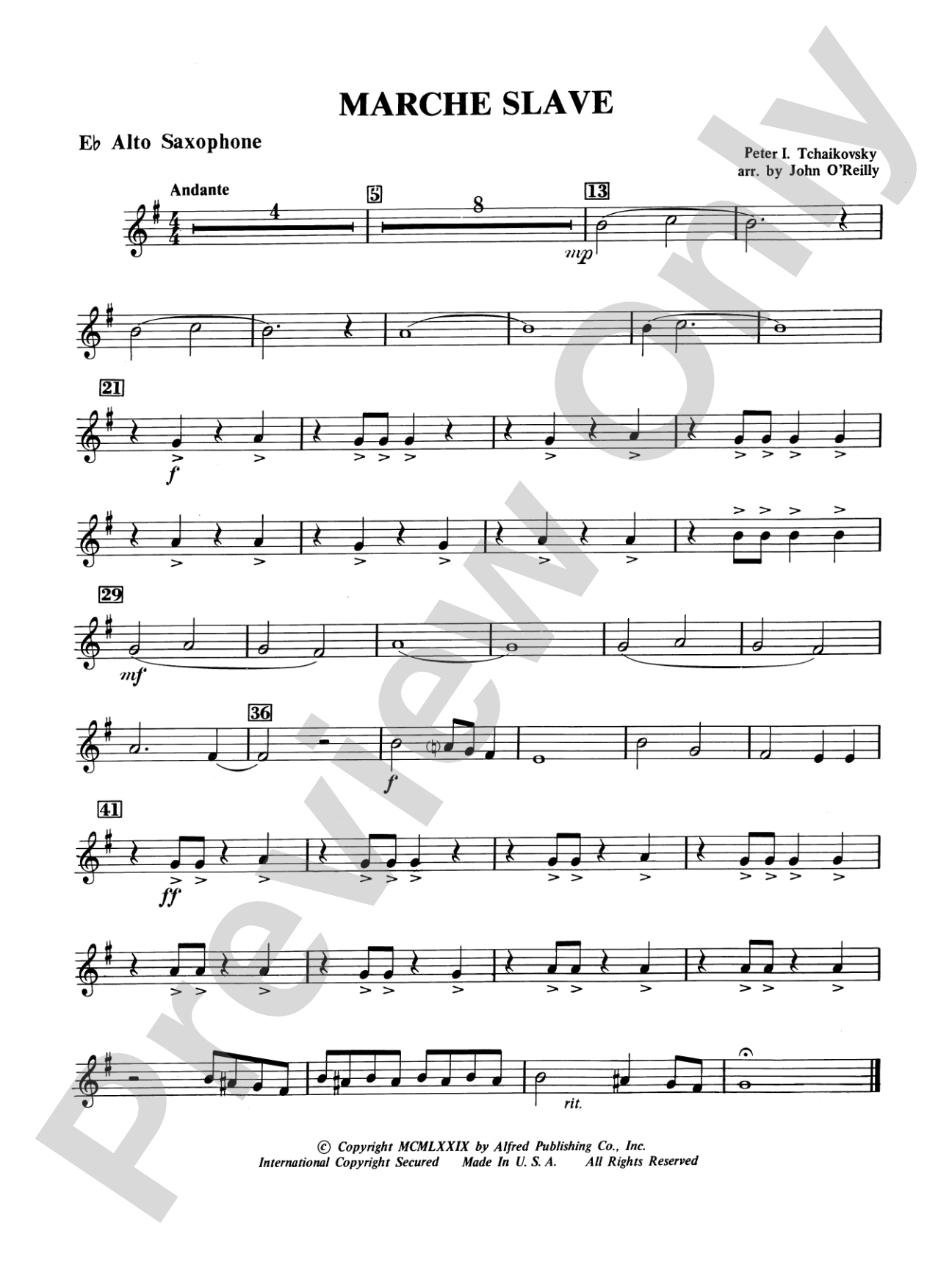 Marche Slave: E-flat Alto Saxophone