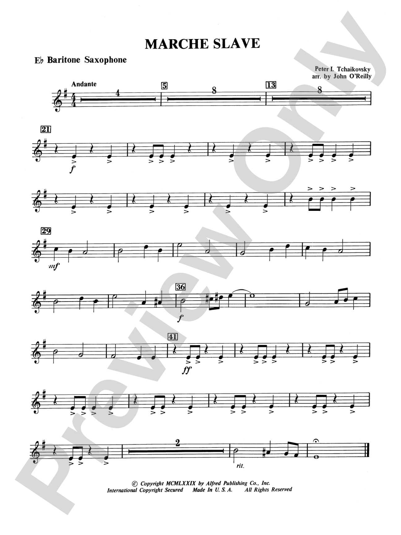 Marche Slave: E-flat Baritone Saxophone