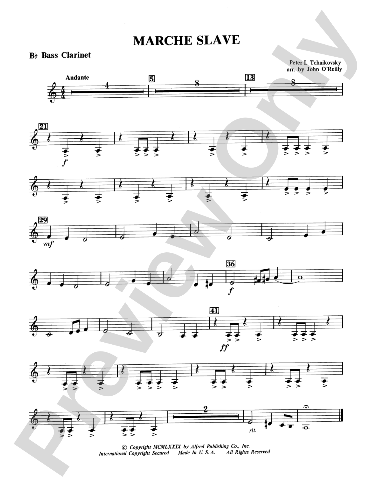 Marche Slave: B-flat Bass Clarinet