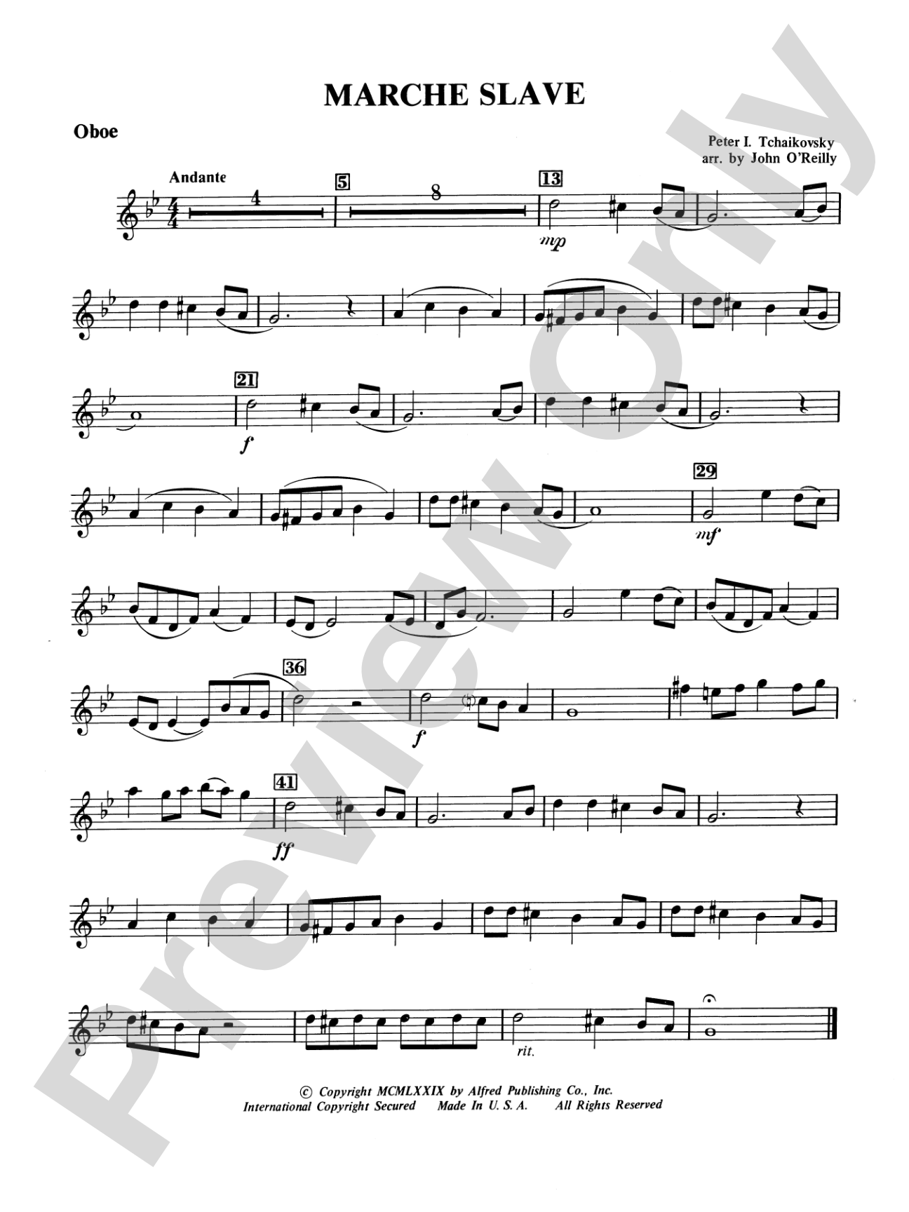 Marche Slave: Oboe