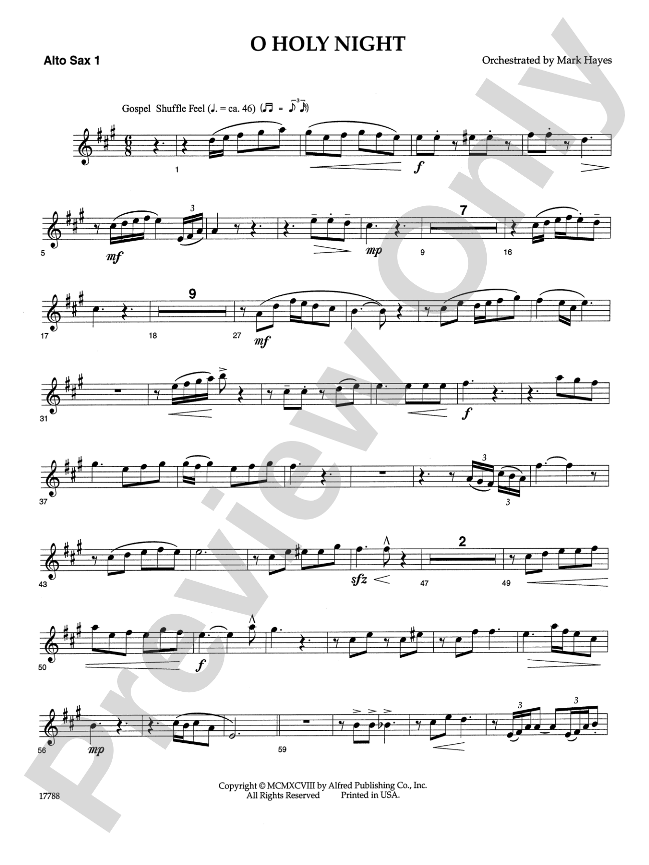 O Holy Night: E-flat Alto Saxophone: Choral SoundPax