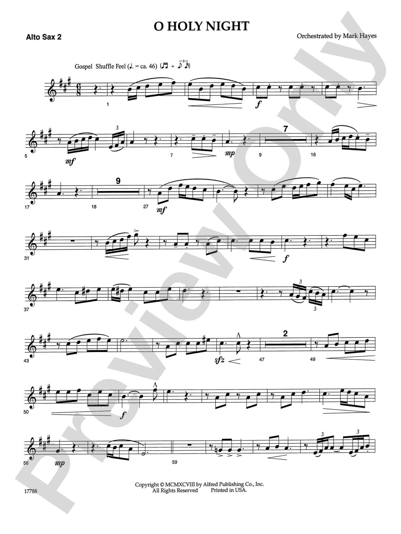 O Holy Night: 2nd E-flat Alto Saxophone: Choral SoundPax