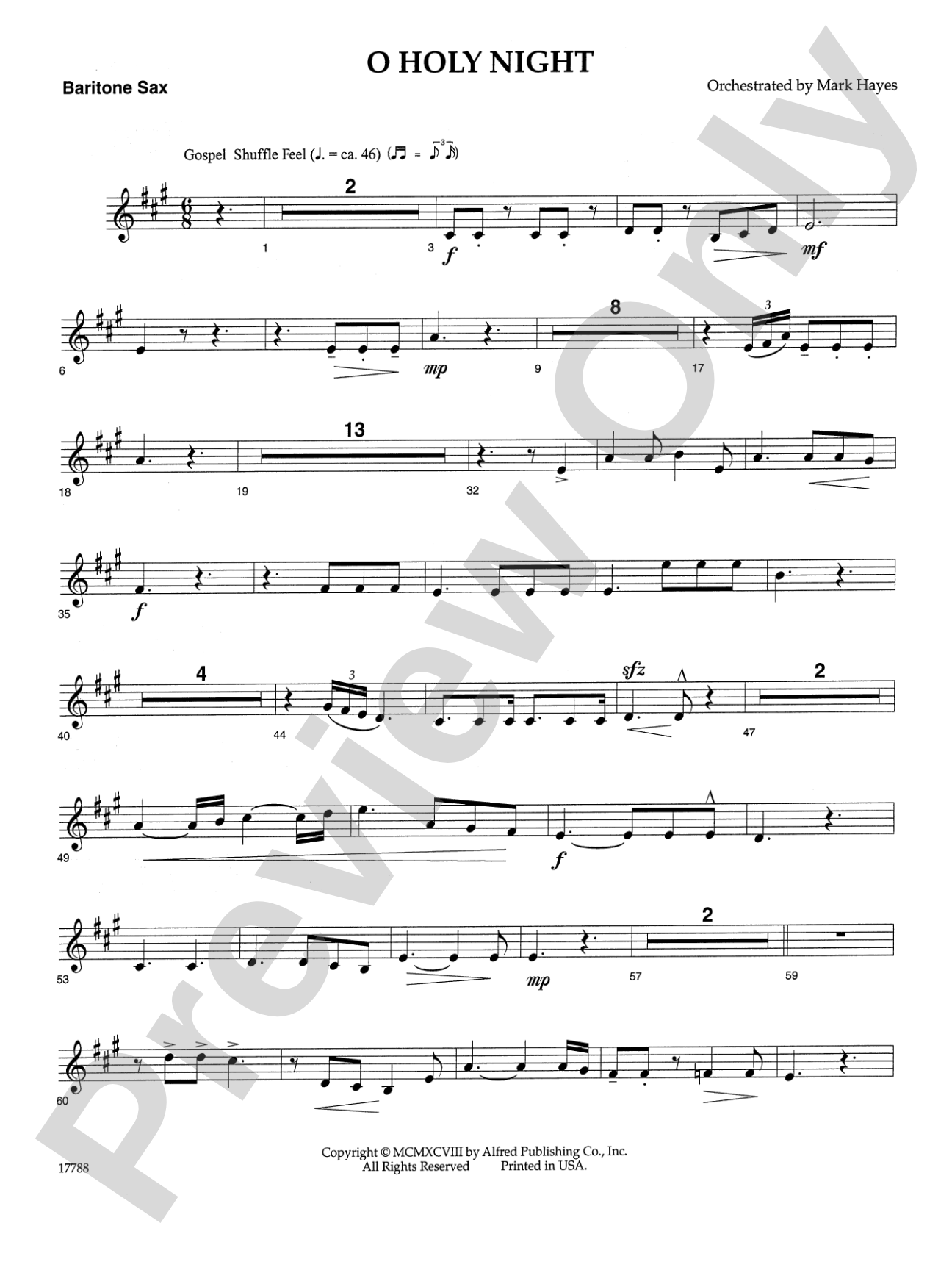 O Holy Night: E-flat Baritone Saxophone: Choral SoundPax