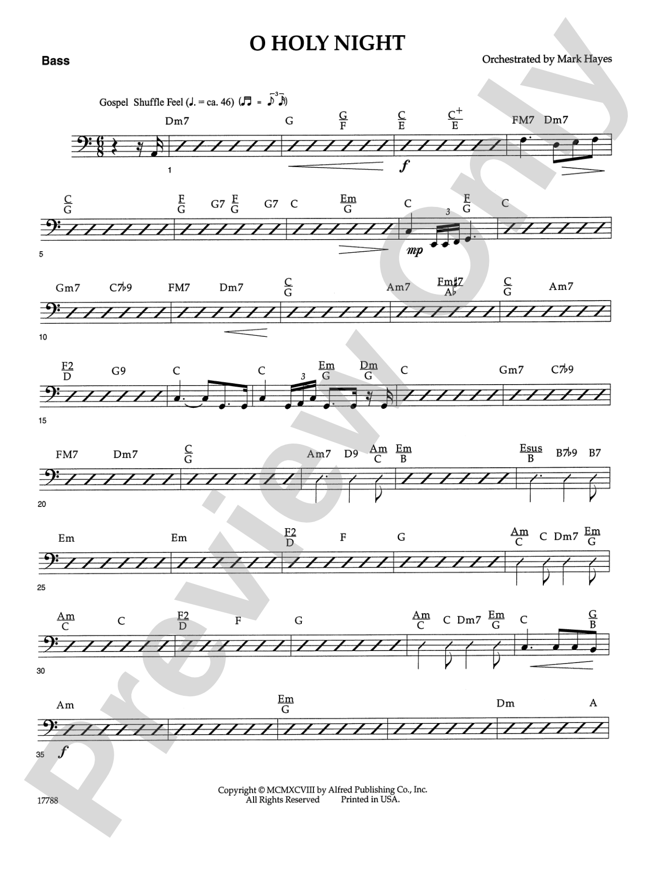 O Holy Night: String Bass: Choral SoundPax