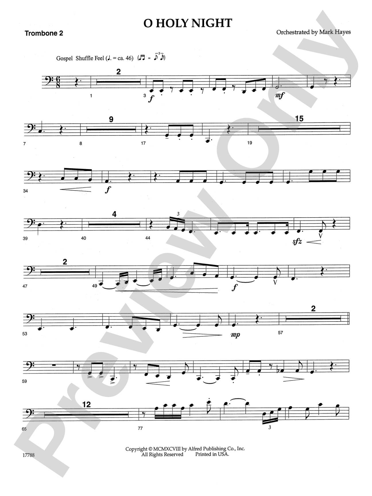 O Holy Night: 2nd Trombone: Choral SoundPax
